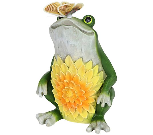 Exhart Solar Frog With Color Changing Butterfly
