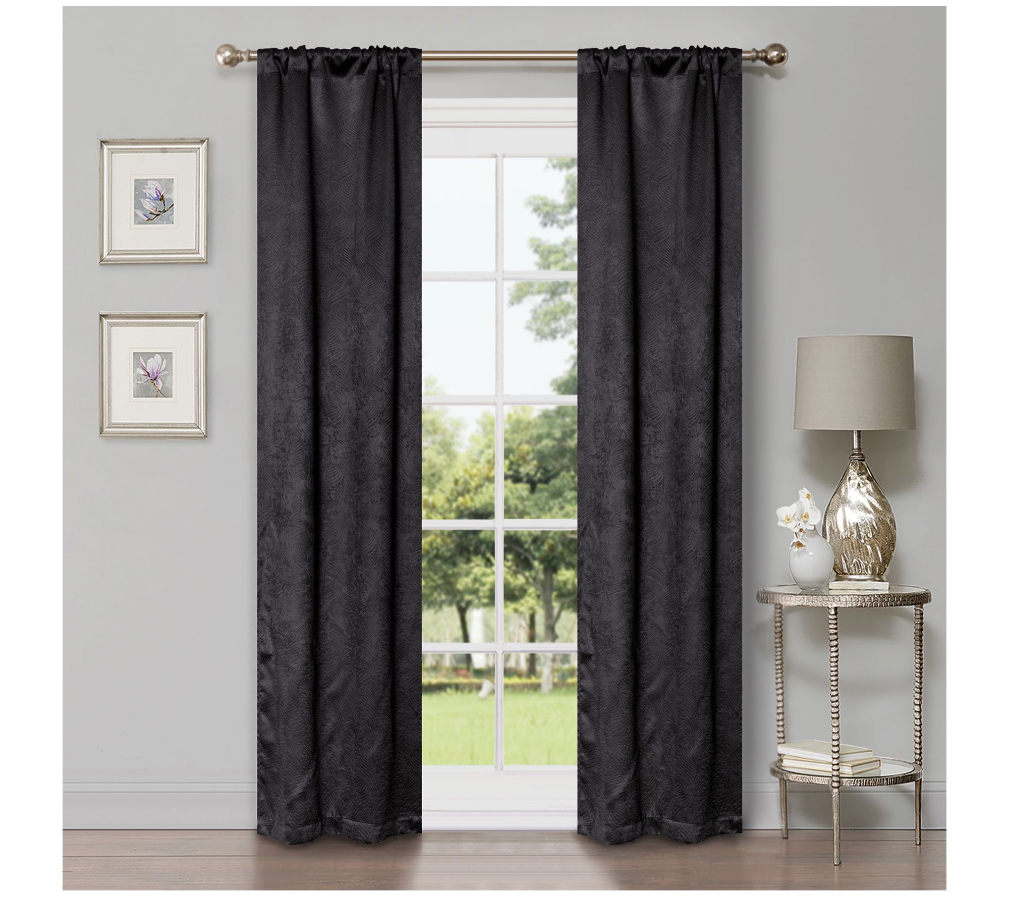 Superior Modern Geometric Waves Blackout Curtain Set, 26X84