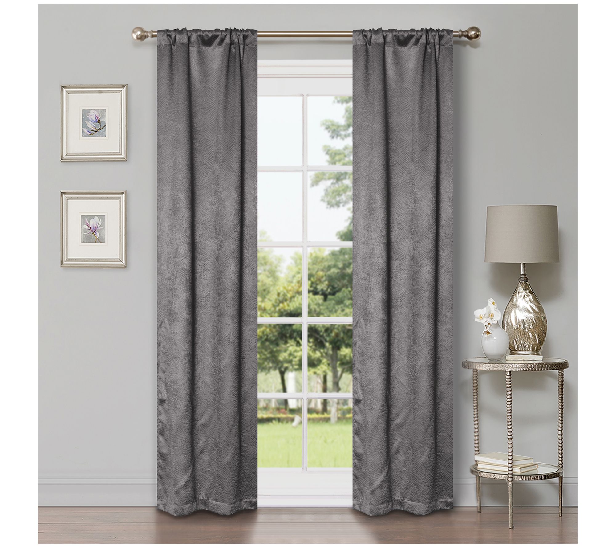 Superior Modern Geometric Waves Blackout Curtain Set, 26X84