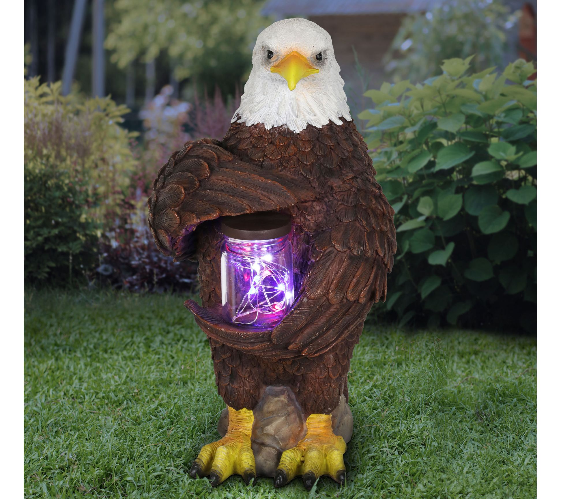 Solar LED Eagle with Jar of Fireflies - QVC.com