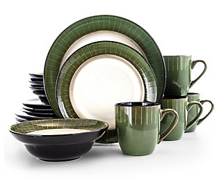 Elama Grand Jade 16-Piece Stoneware DinnerwareSet