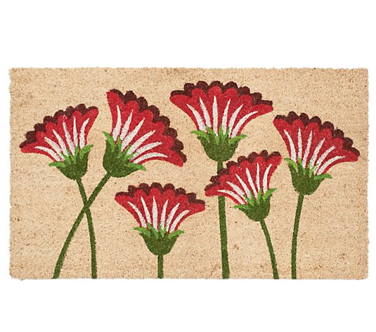 Red Floral Doormat with PVC Backing