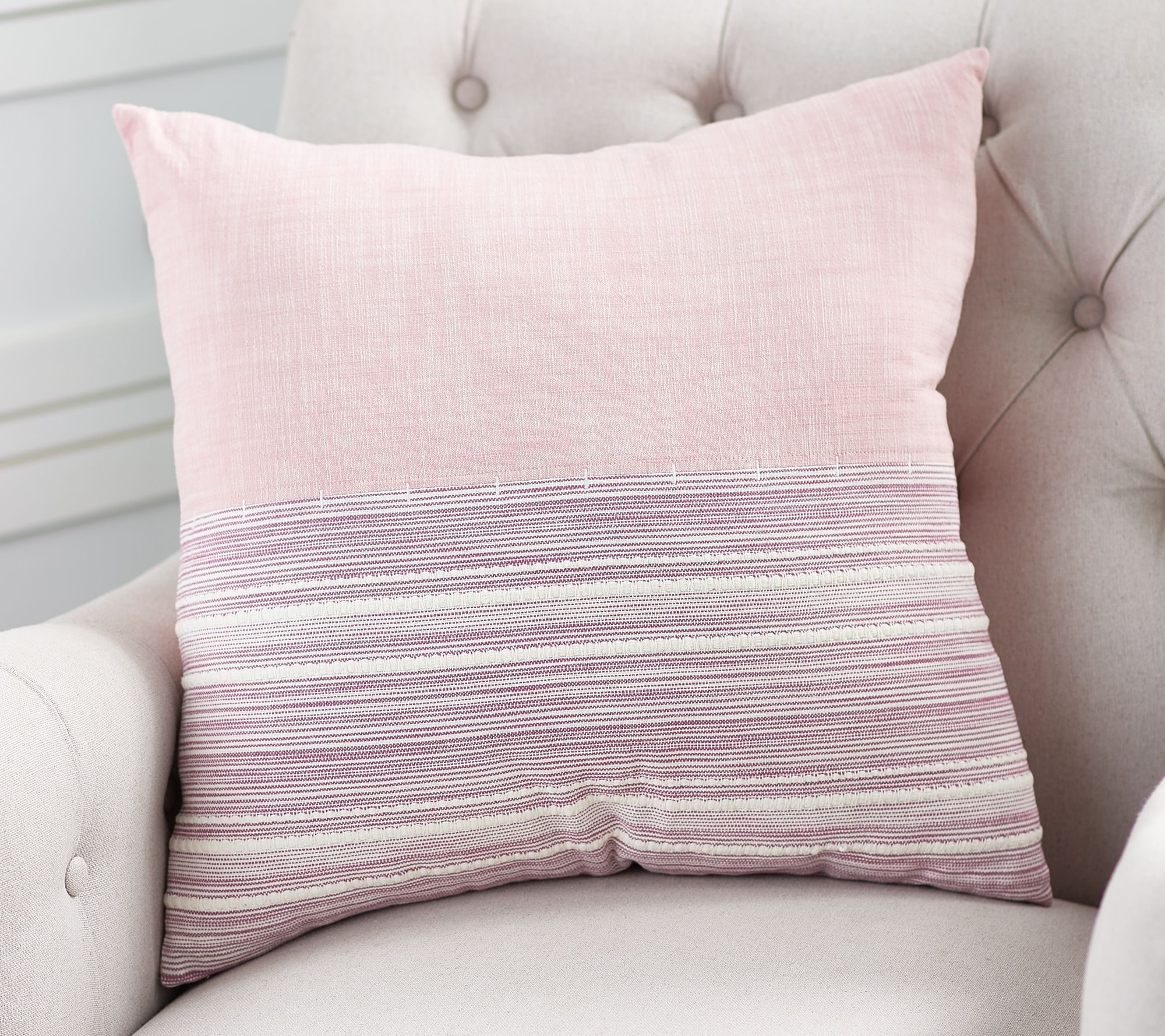 100% Cotton Pieced Stripe Decorative Pillow by Bright Bazaar