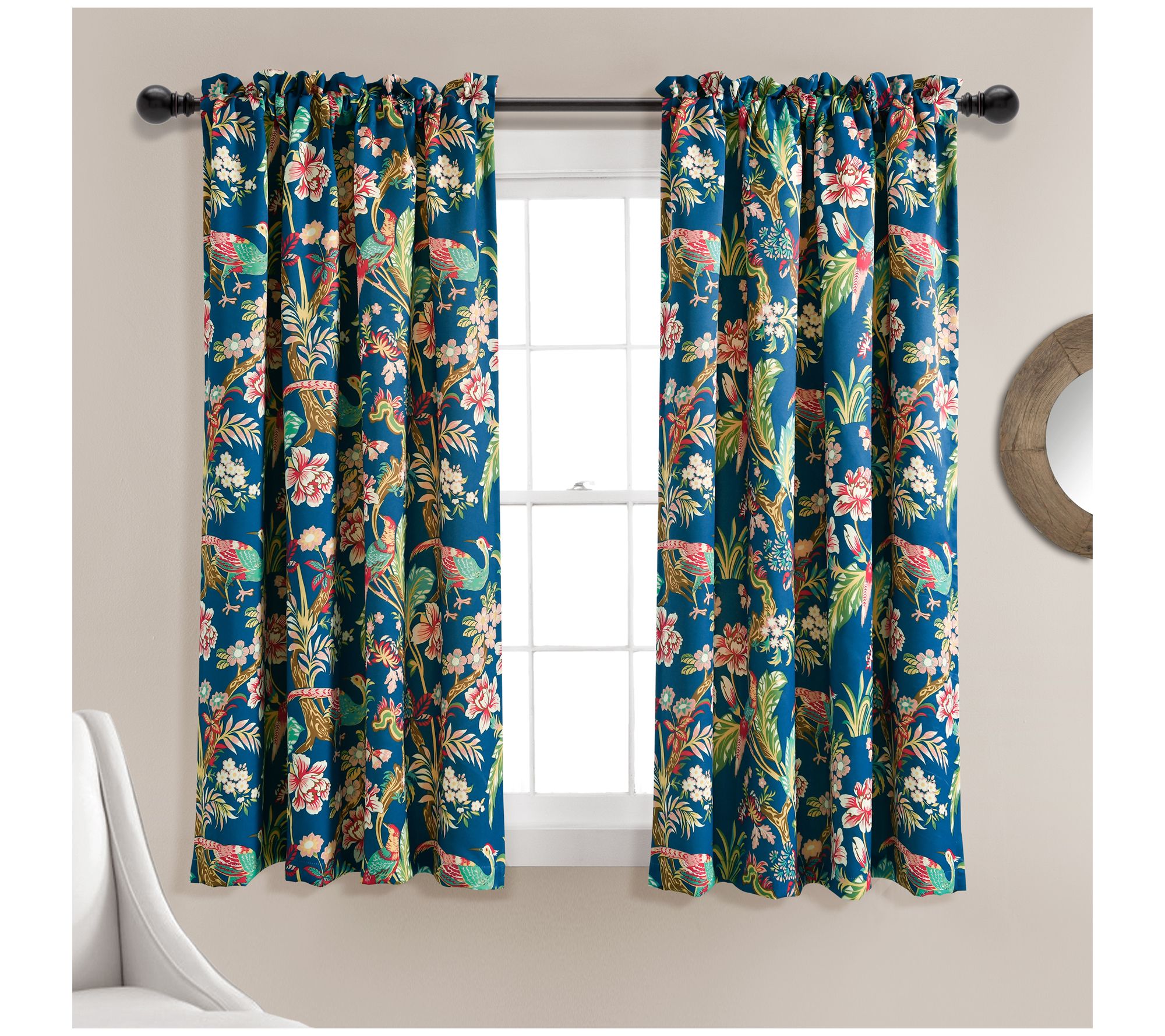 Dolores Light Filter Navy/Multi 52x63+2 Set byLush Decor