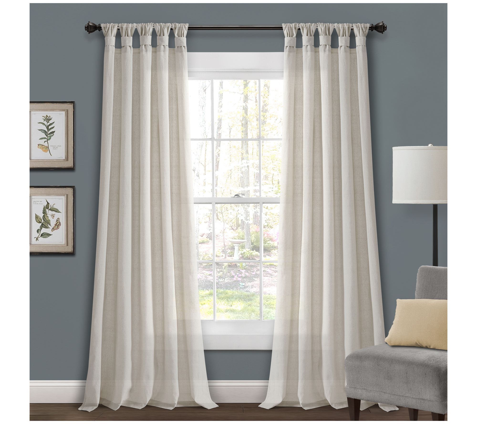 Burlap Knotted Tab Top 45"x95" Window Panels Set by Lush Decor