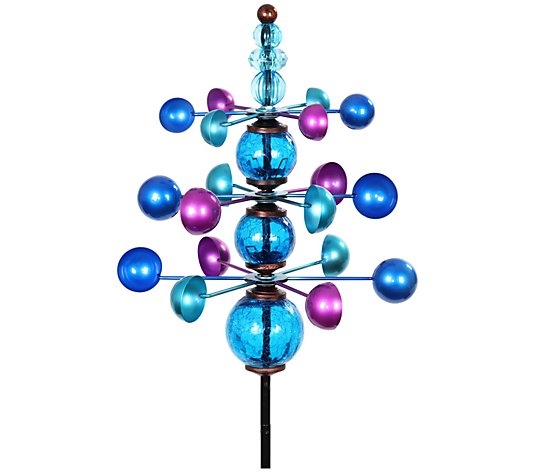 Kinetic Spinner with Glass Crackle Ball GardenStake by Exhart