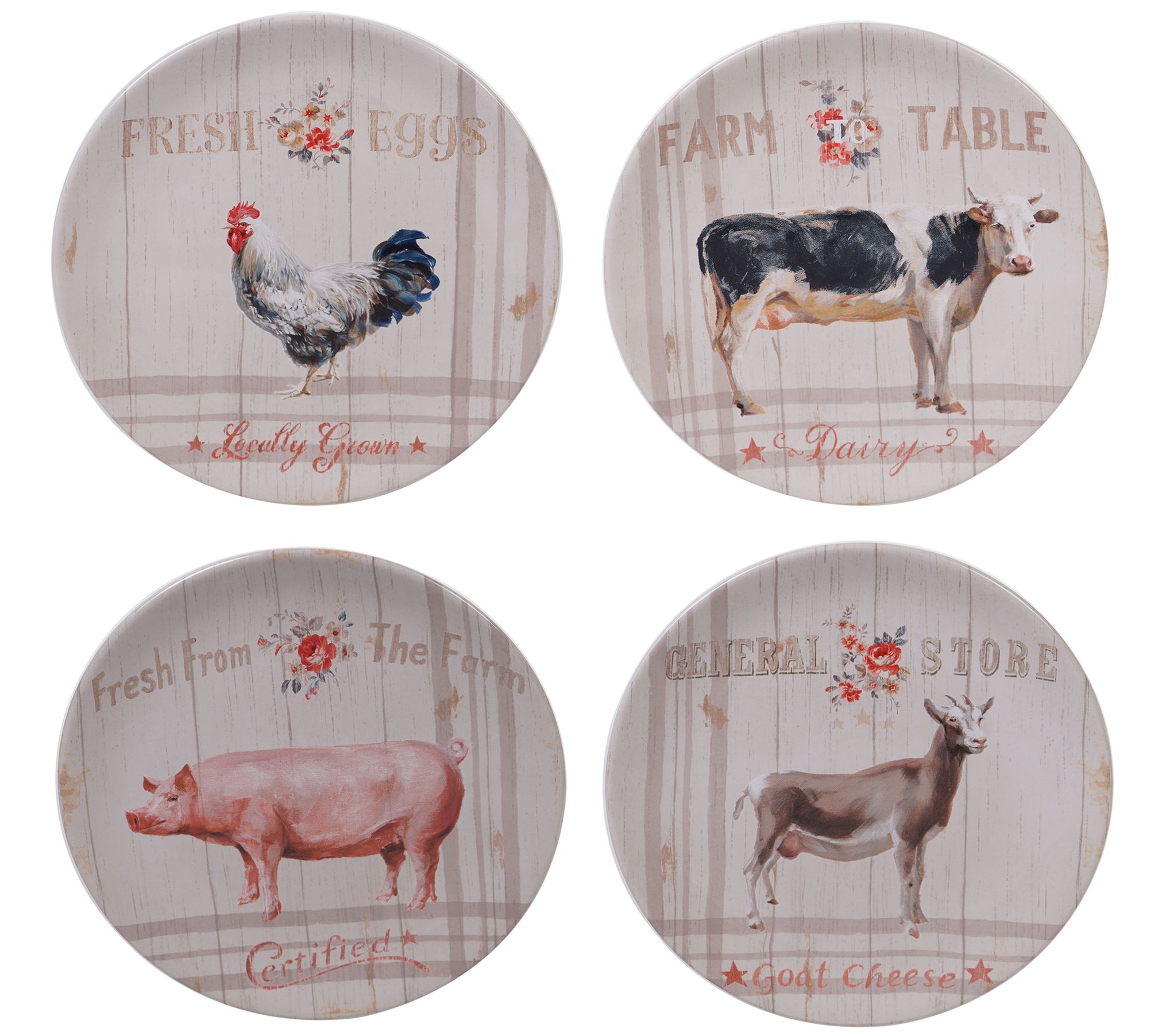Certified International Farmhouse Set of (4) 9"Dessert Plates