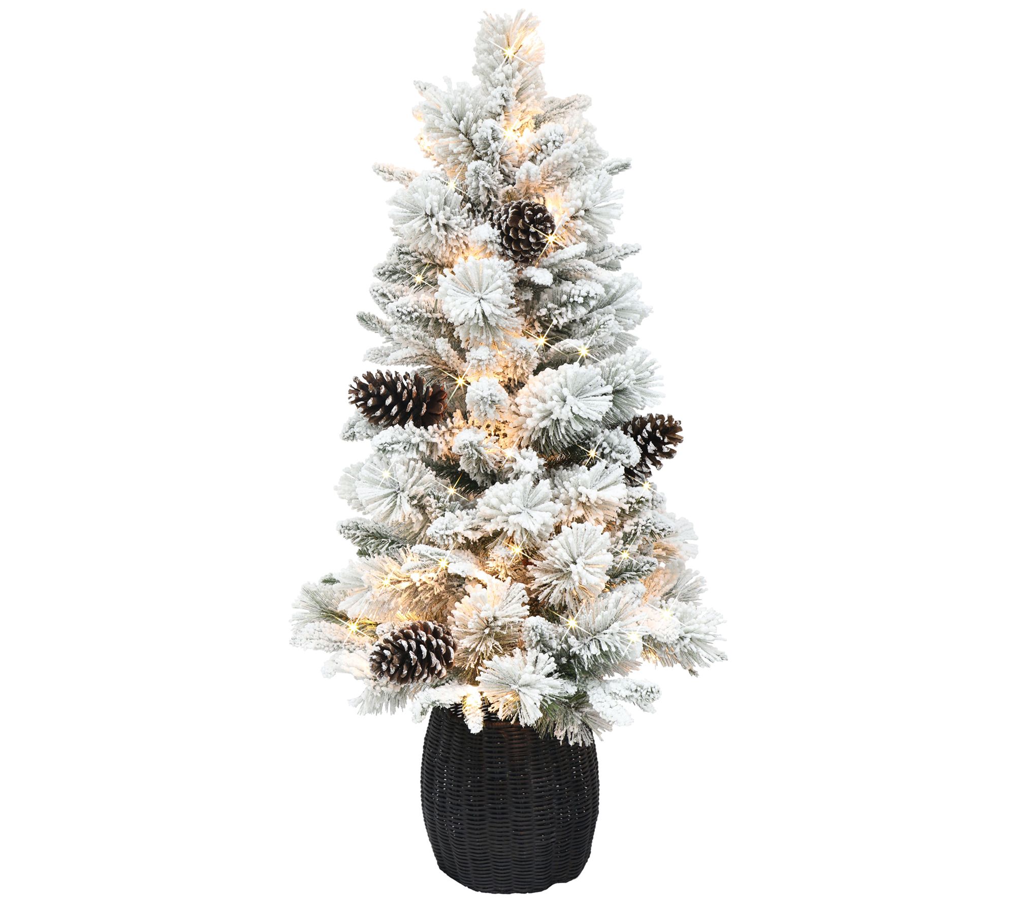 3' Prelit Flocked Artificial Christmas Tree with 35 UL Lights - QVC.com