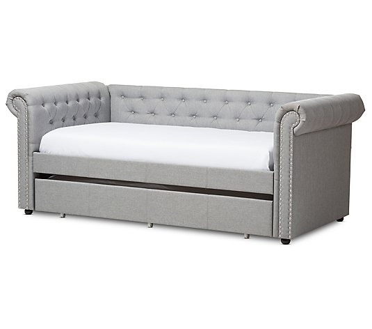 Mabelle Modern and Contemporary Grey Fabric Trundle Daybed