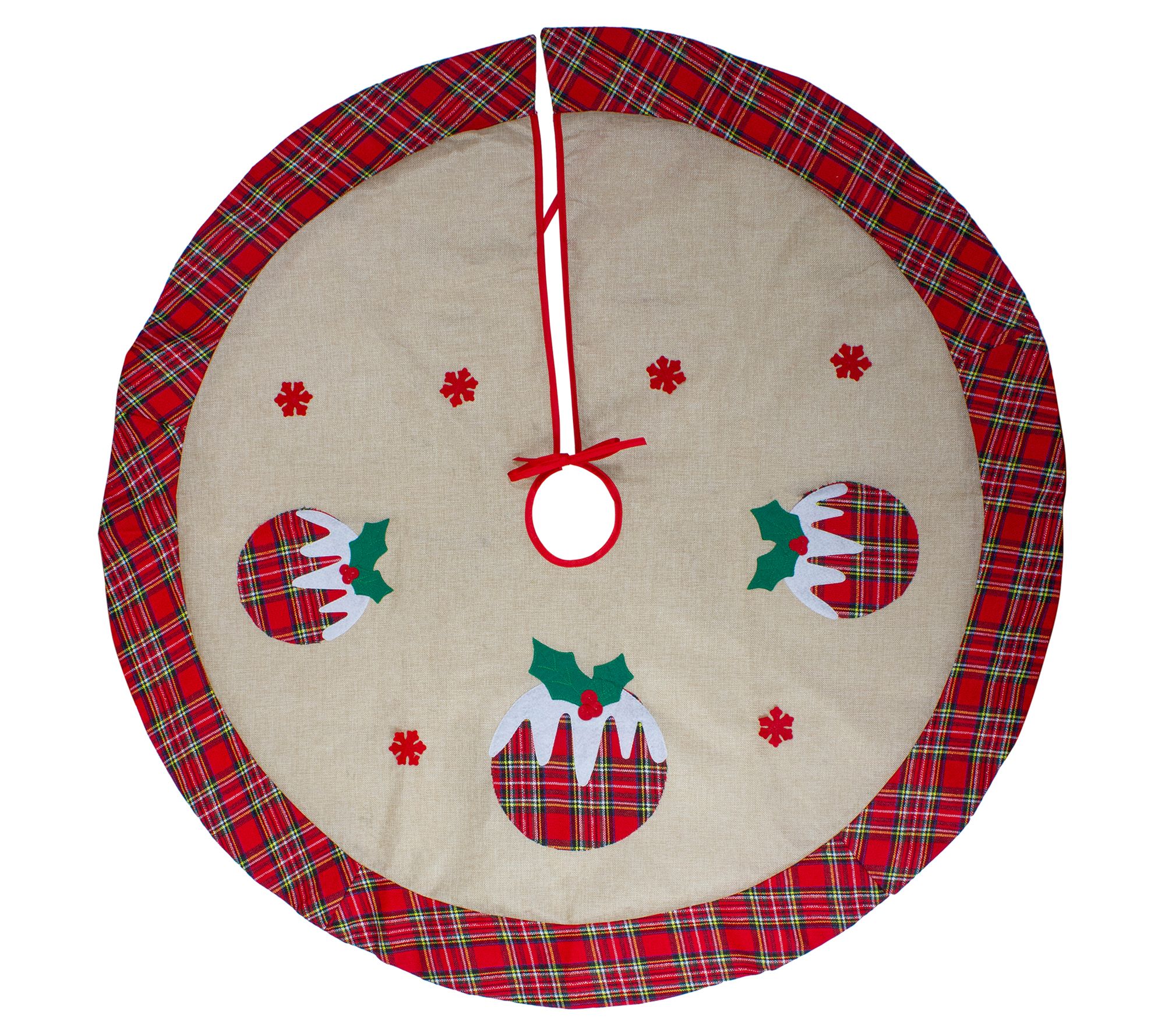 Norhtlight 48" Burlap Plaid Tree Skirt w/Christas Puddings