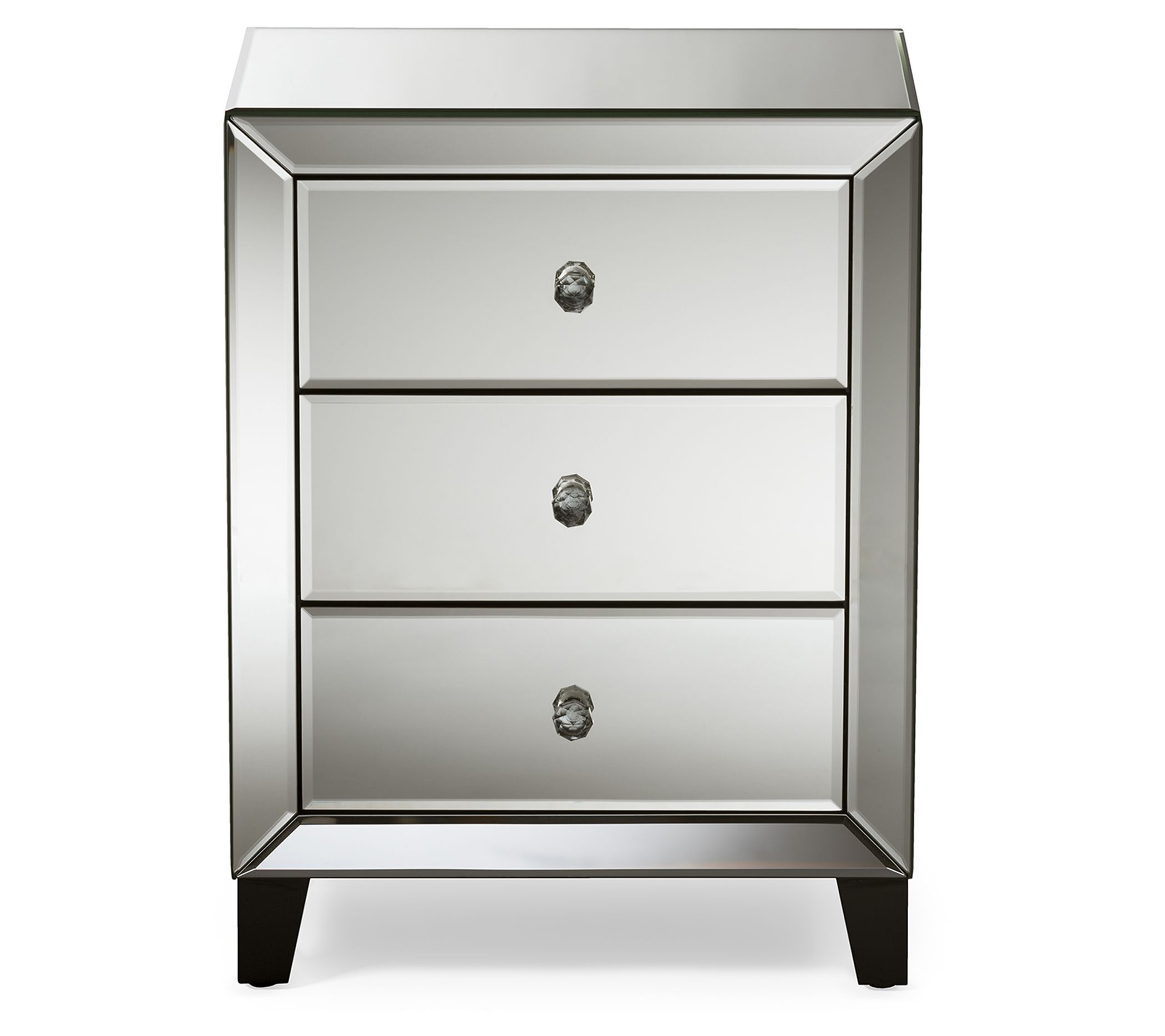 Baxton Studio Chevron Contemporary Glamour Mirrored Nightstand