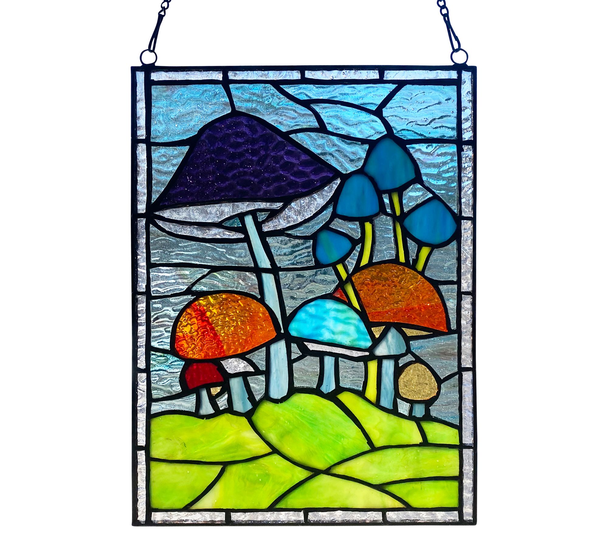 River of Goods 11.5"H Mushrooms Stained Glass Window Panel
