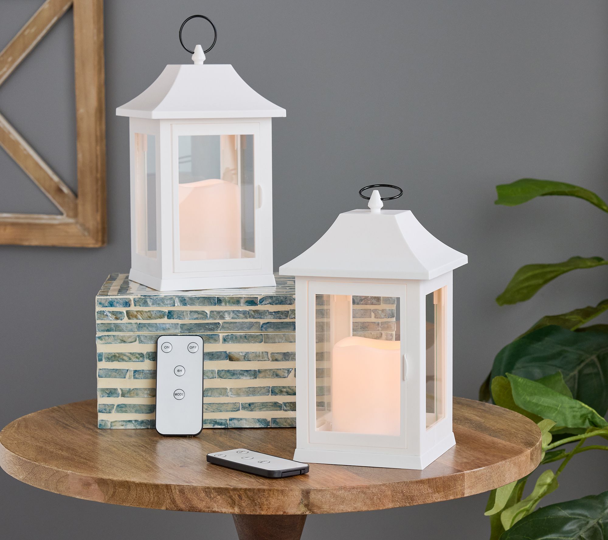 Set of 2 Mini Plastic Lantern w/ LED Pillar by Bright Bazaar 