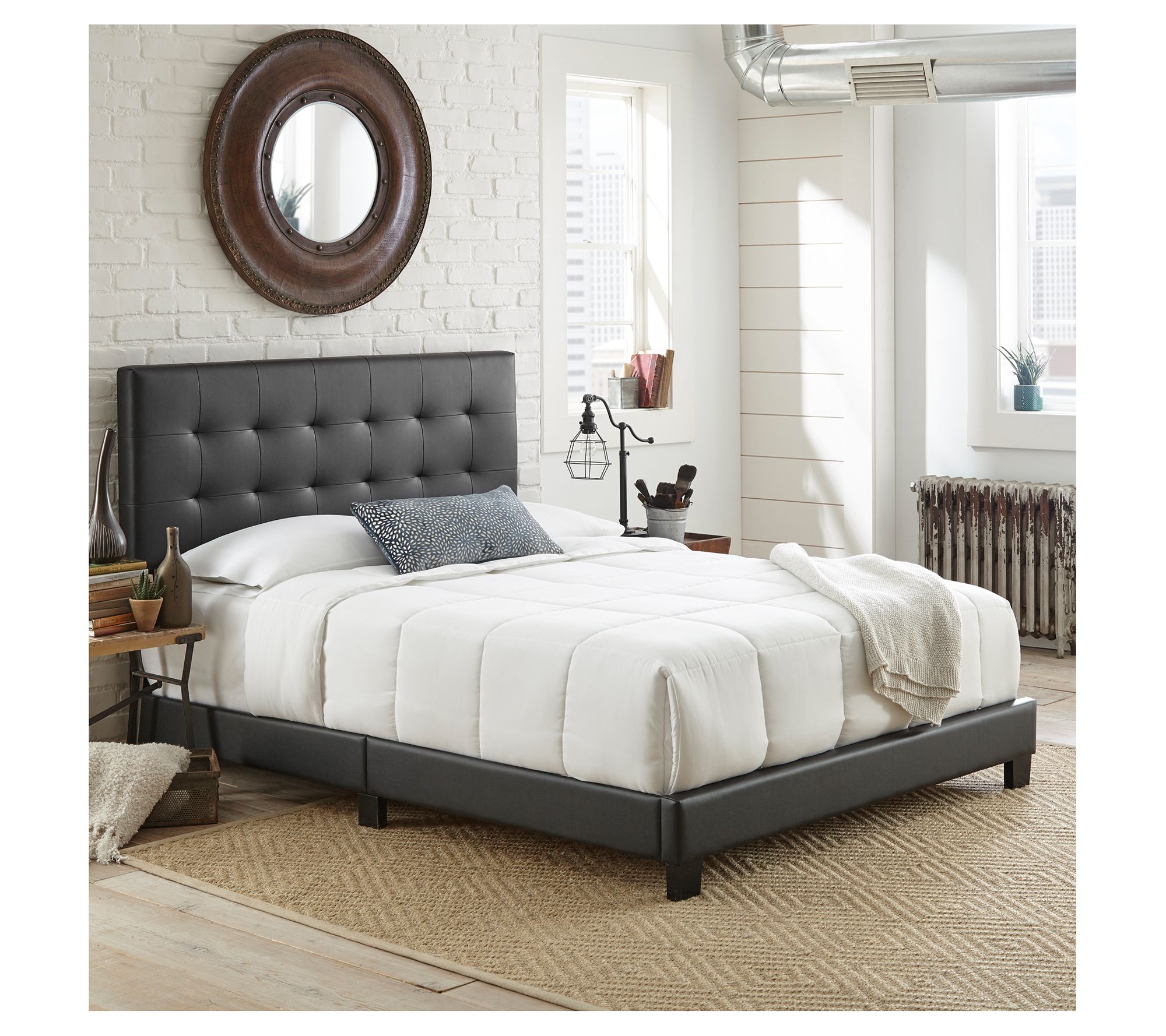 Boyd Sleep Roma Timeless Tufte D Faux Leather Platform Bed, Q - QVC.com