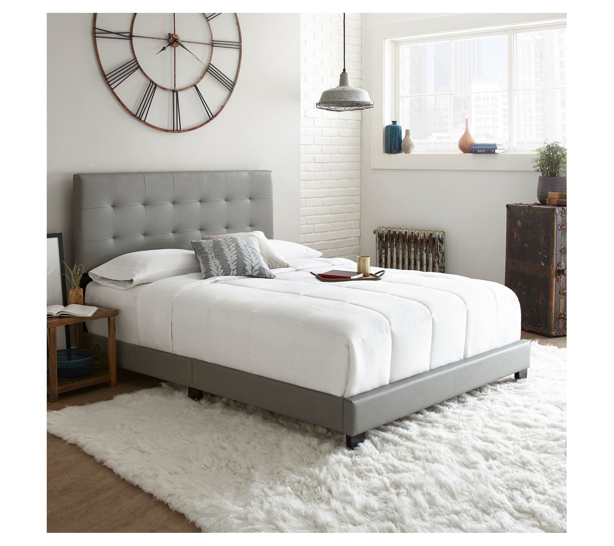 Boyd Sleep Roma Timeless Tufte d Faux Leather Platform Bed, Q
