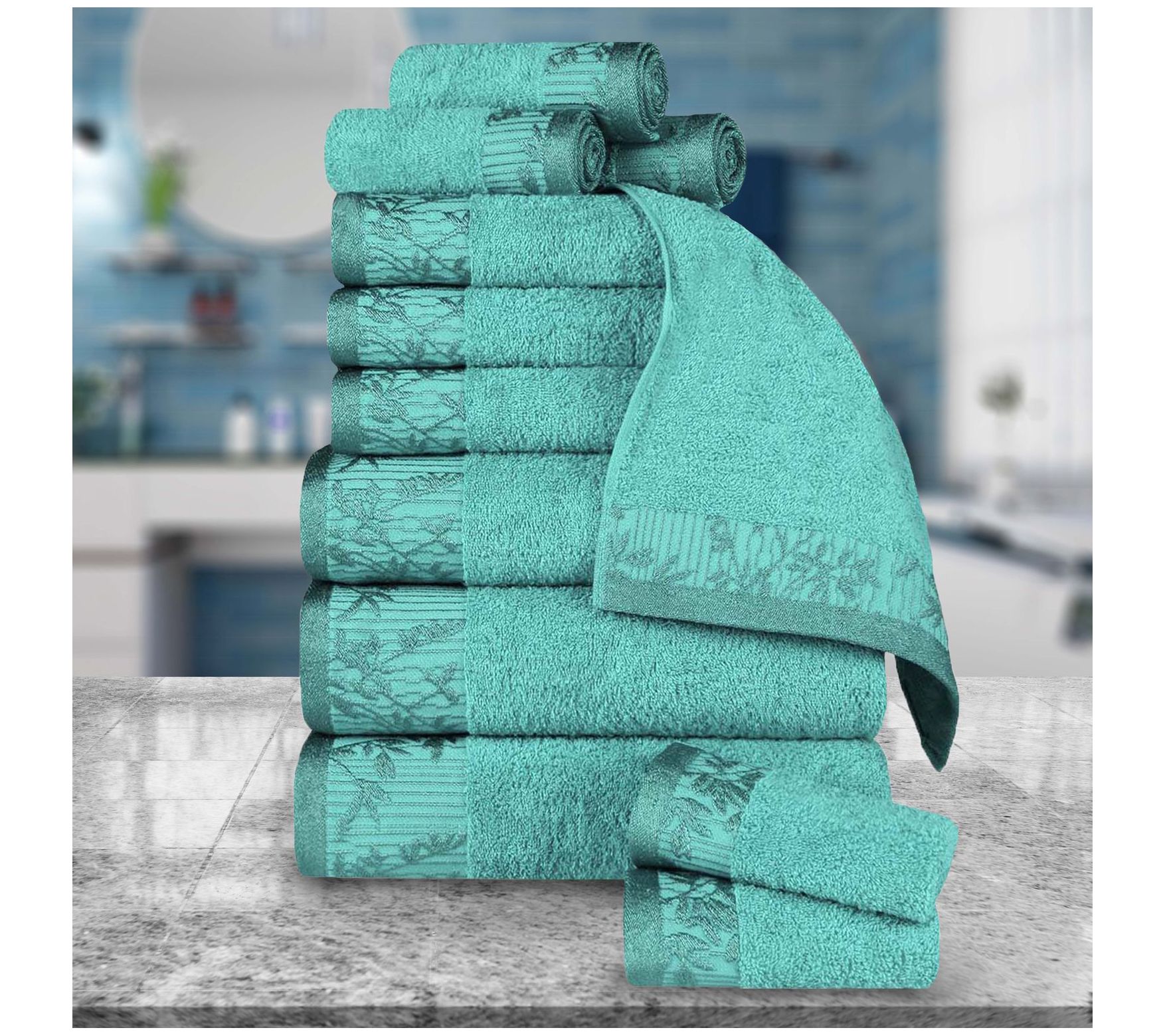 Superior Wisteria Cotton Vintage Embroidered Towel Set