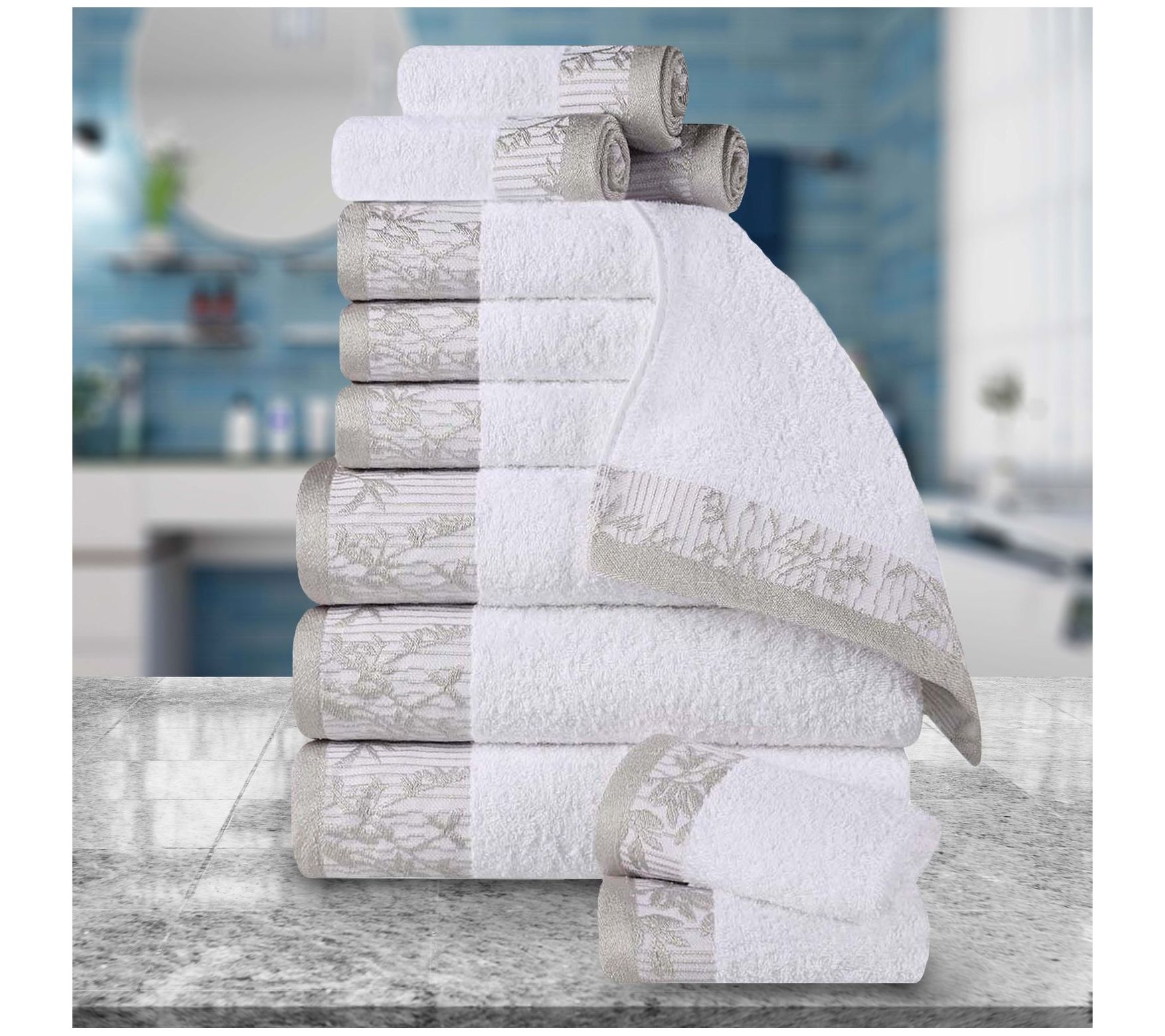 Superior Wisteria Cotton Vintage Embroidered Towel Set