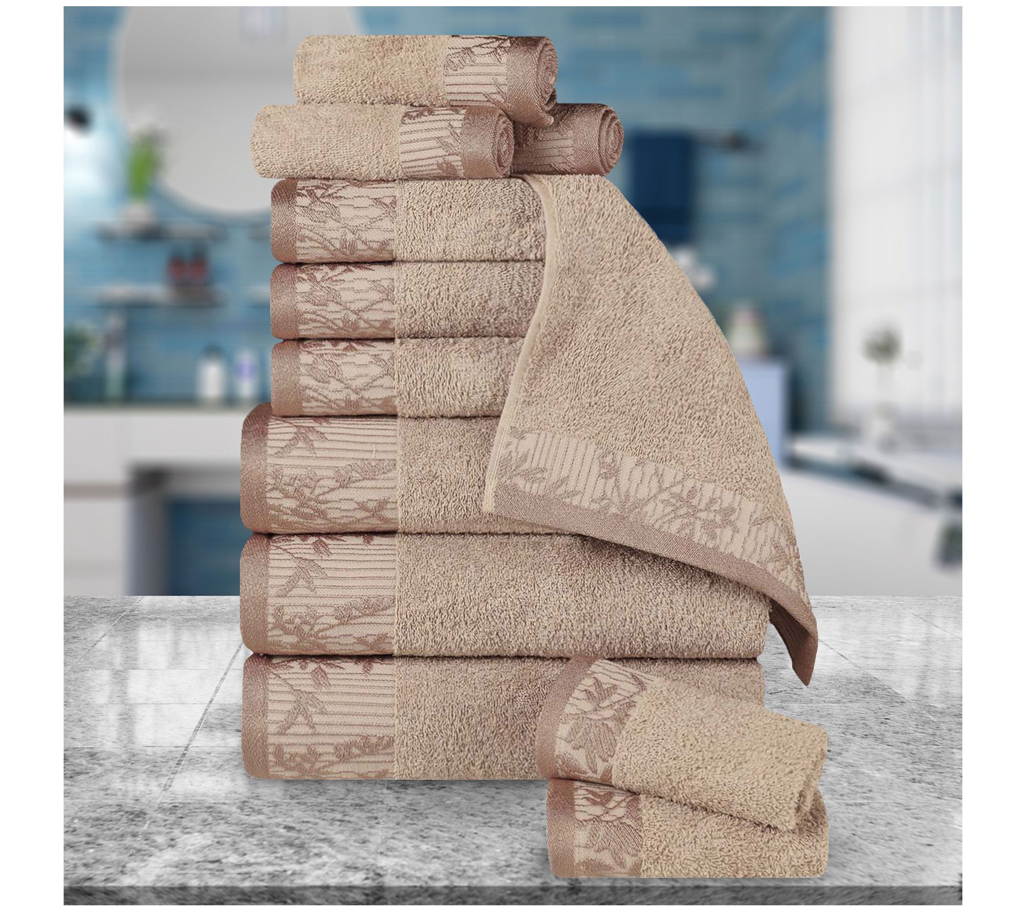 Superior Wisteria Cotton Vintage Embroidered Towel Set