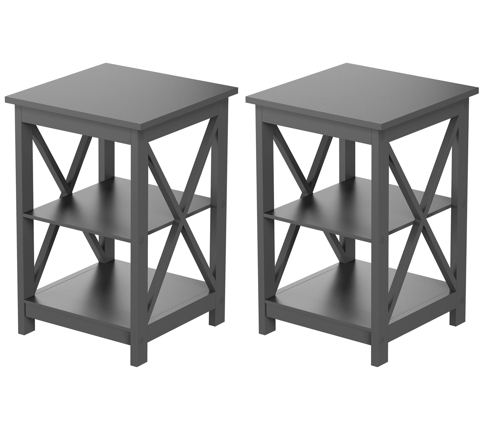 Lavish Home 2 Contemporary Nightstands with X-Lgs Side Tables