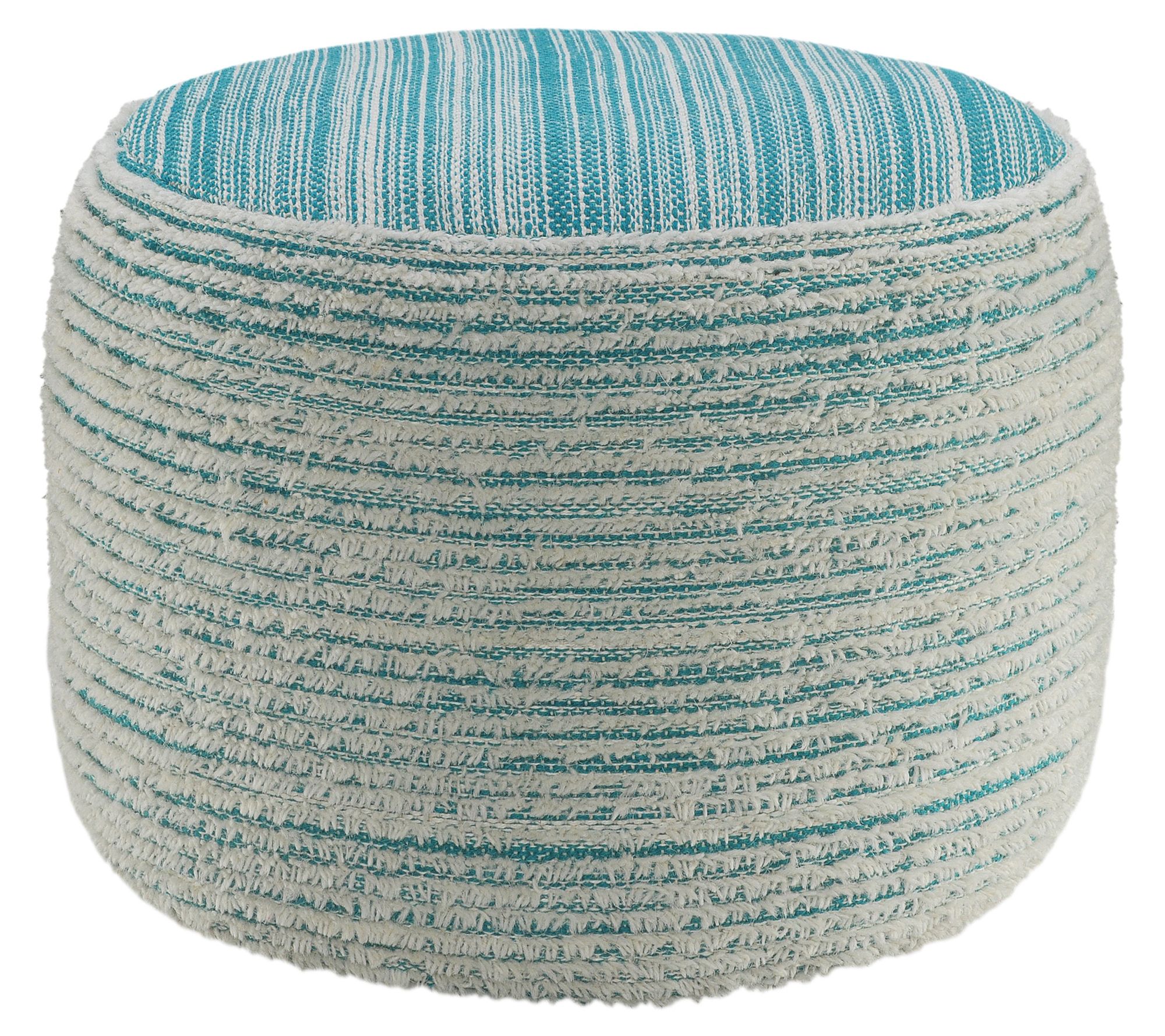 Ox Bay Hand-Woven Striped Polyester Pouf Ottoman