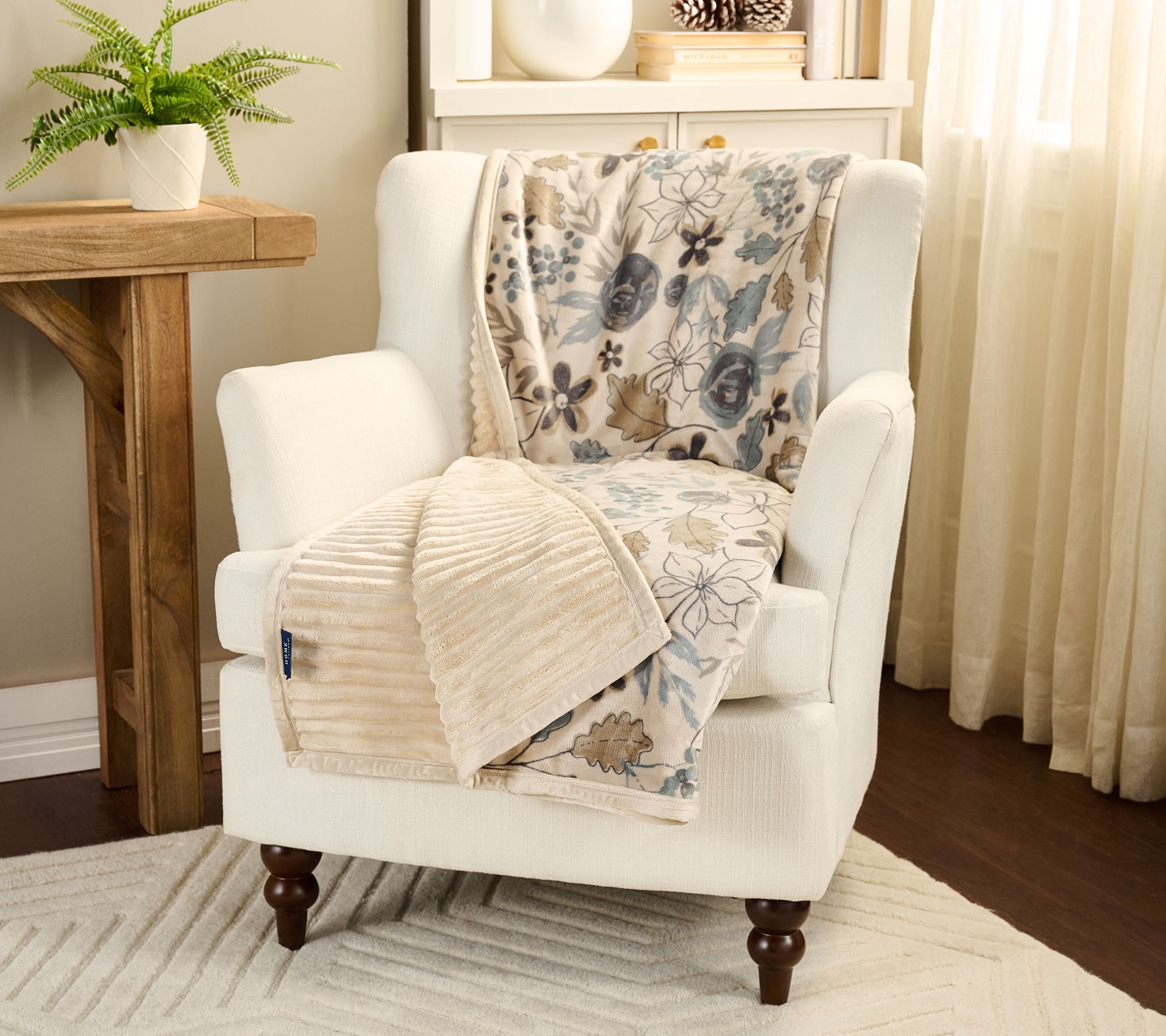 Home Reflections Reversible Plush 60"x80" Harvest Throw