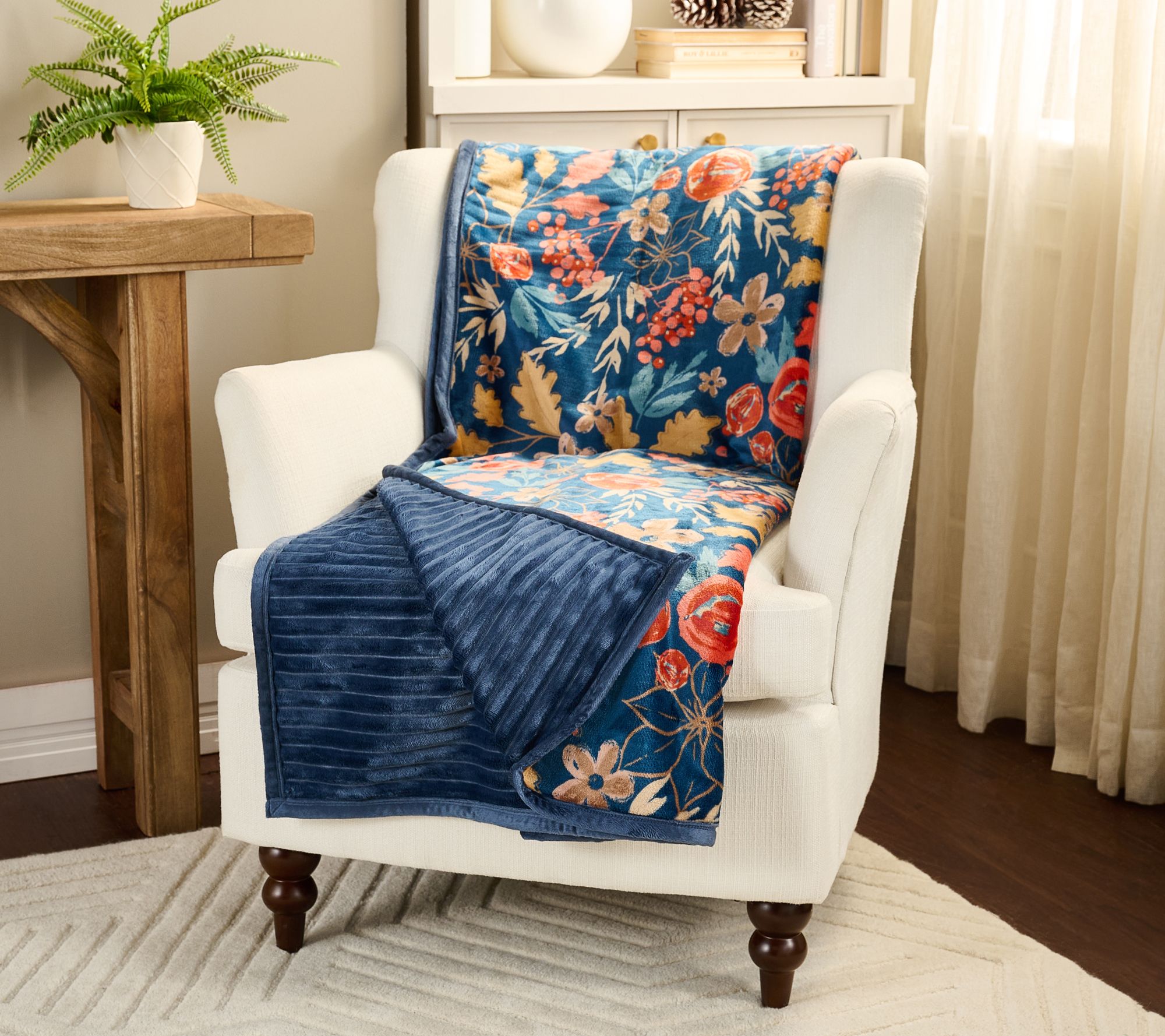 Home Reflections Reversible Plush 60"x80" Harvest Throw