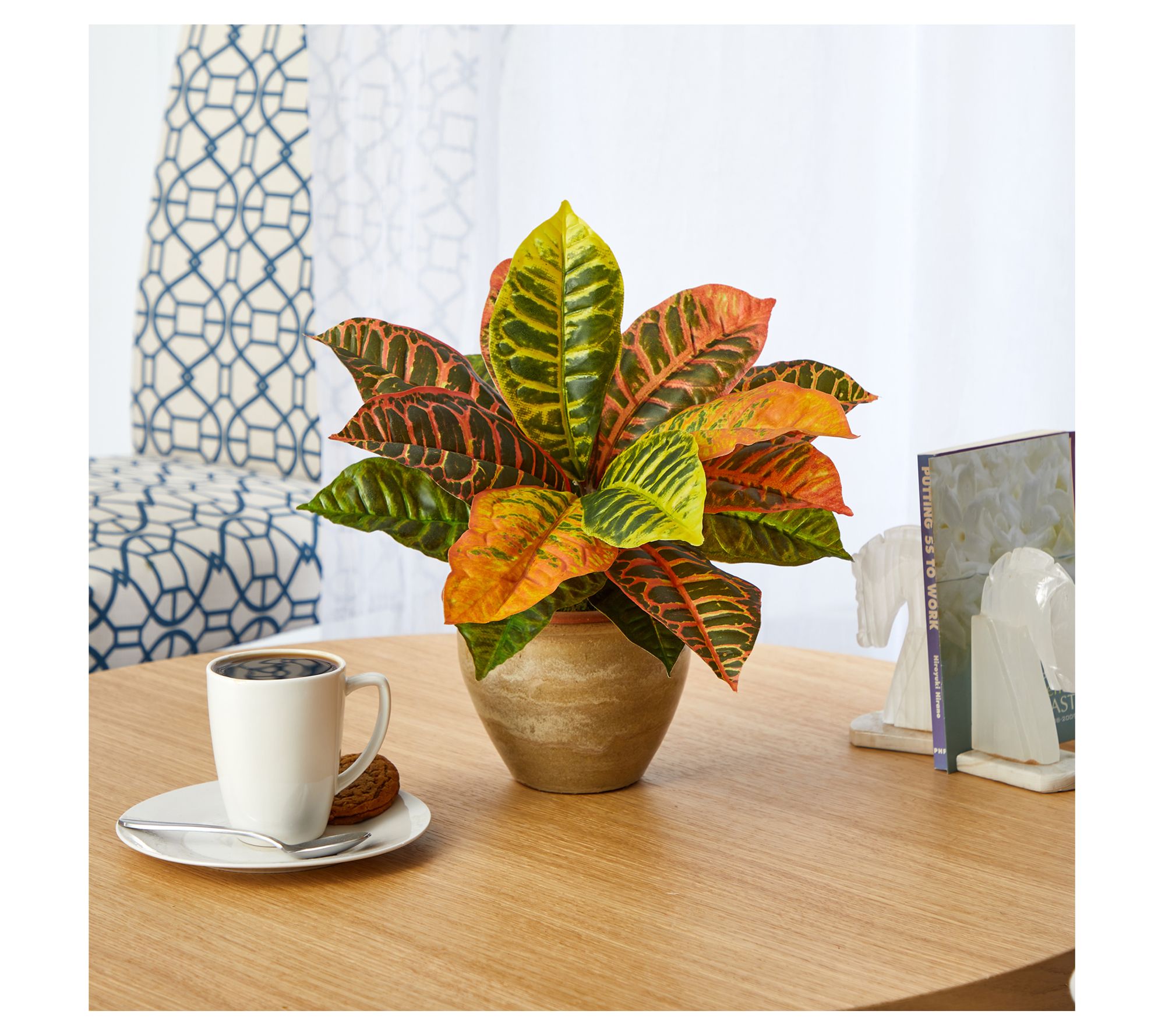 Nearly Natural 15" Garden Croton Artificial Plant in Planter