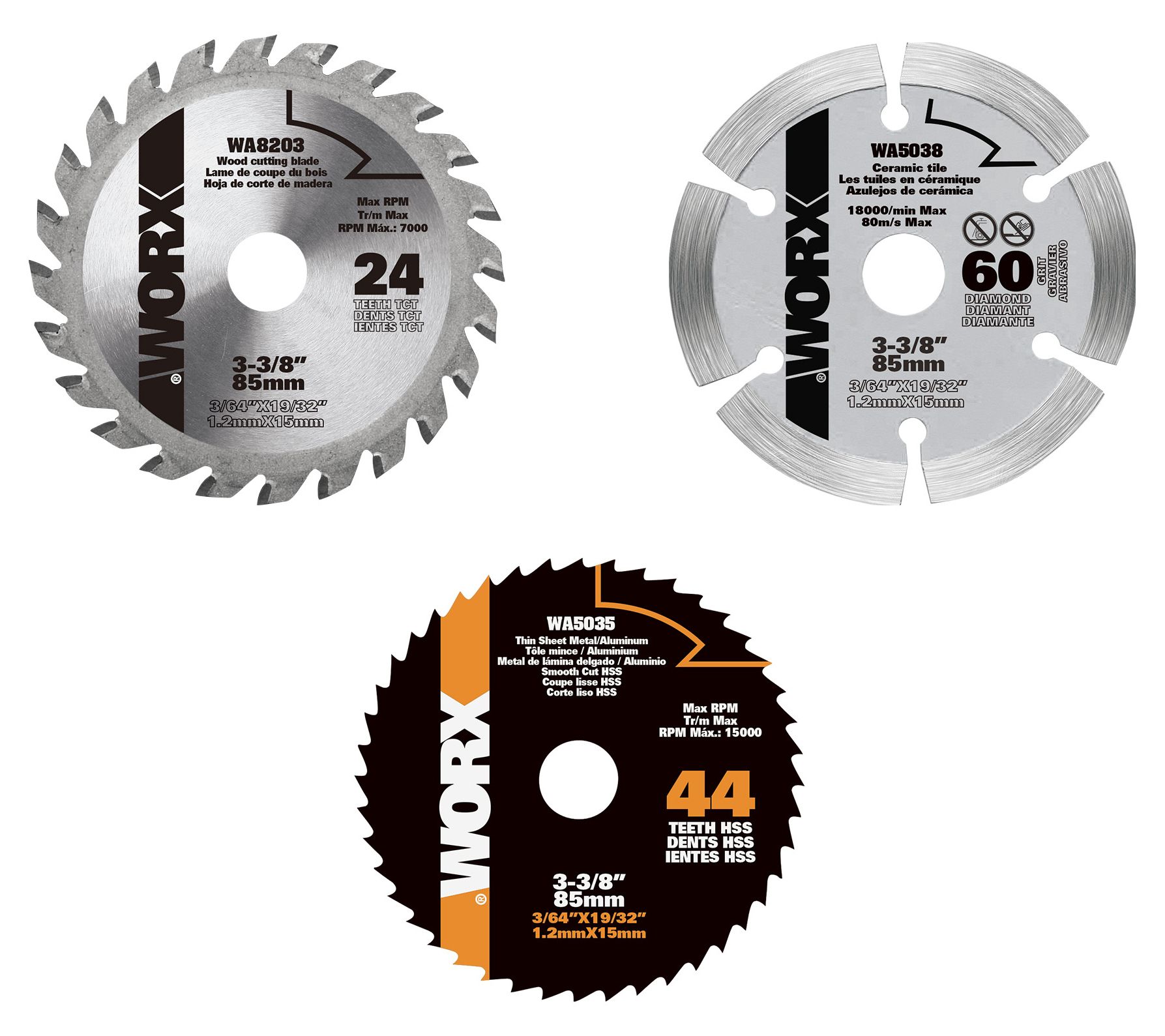 Worx WA8501 Versacut Compact Circ Saw 3pc Cutting Blade Set - QVC.com