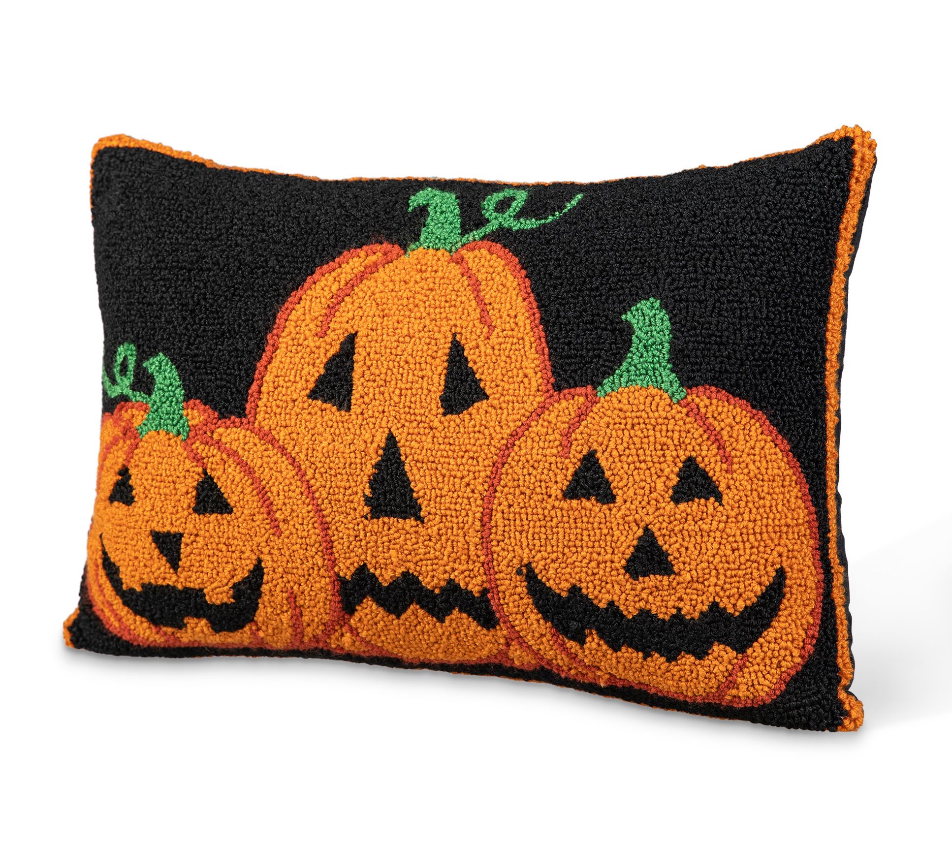 Glitzhome 18"L Hooked Halloween  Pumpkins Pillow