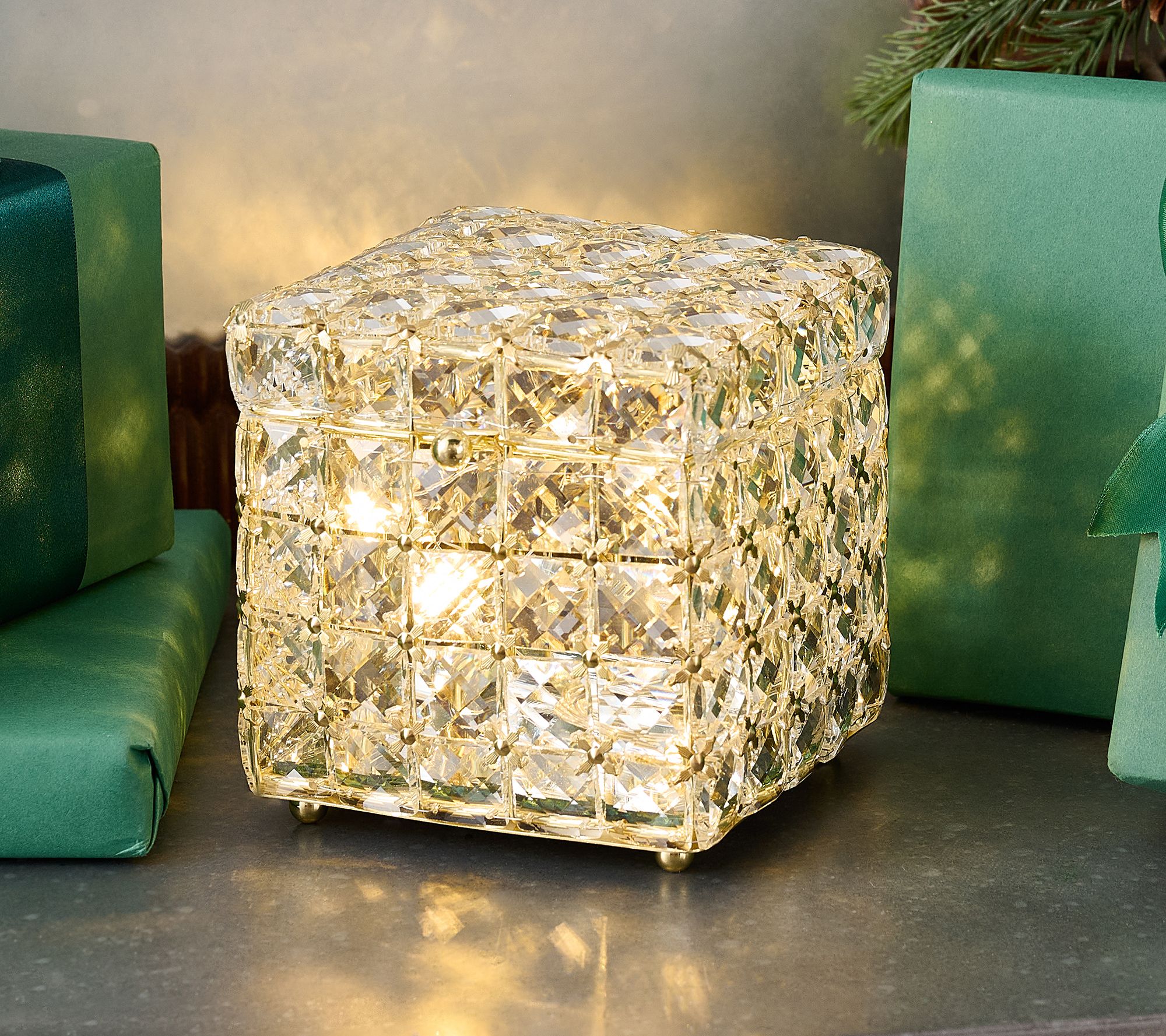 "As Is" Multi- Faceted Brilliance Lit Square Keepsake Box by Valerie
