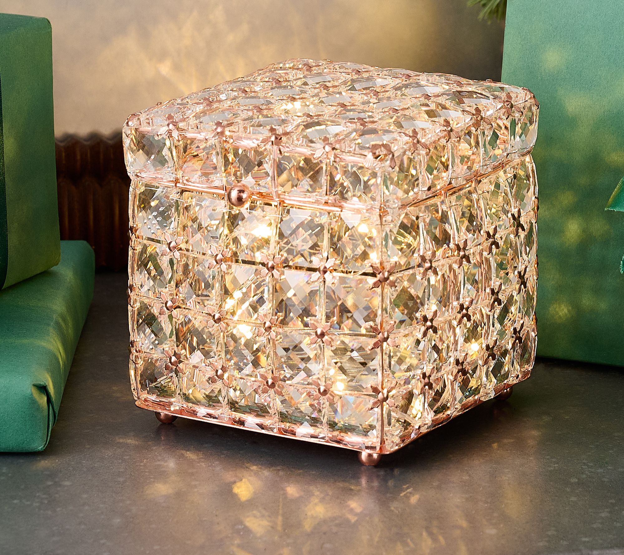 "As Is" Multi- Faceted Brilliance Lit Square Keepsake Box by Valerie