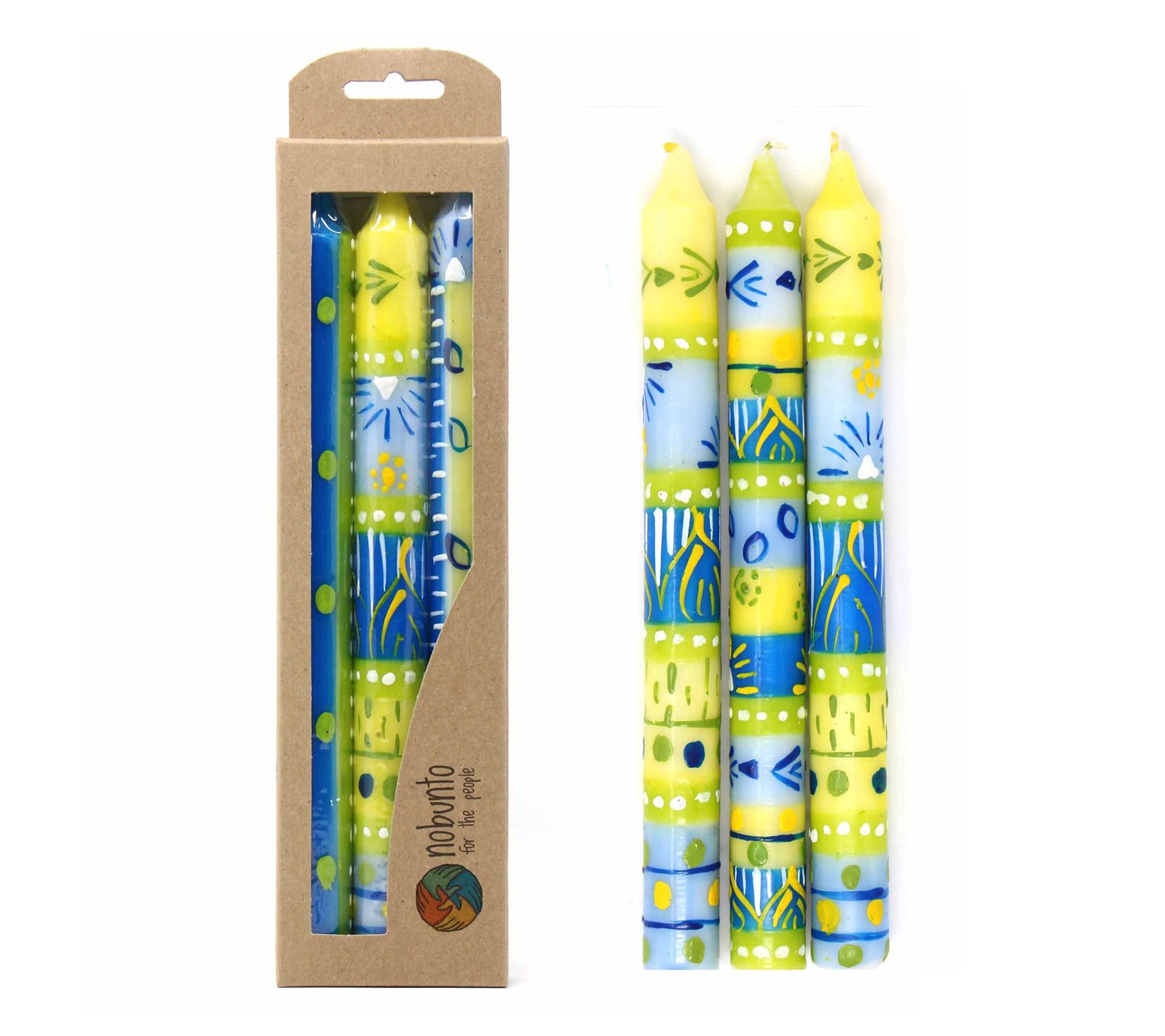 Global Crafts Unscented Hand-Painted Dinner Candles, Set of 3