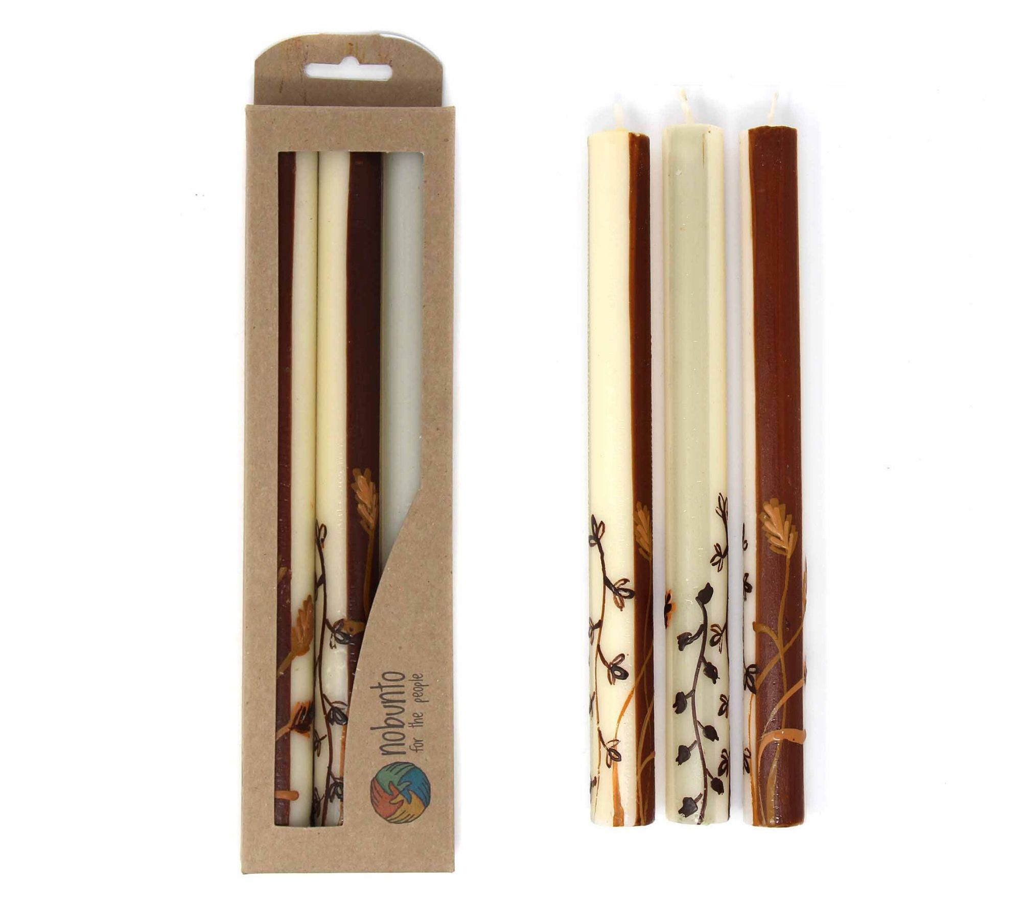 Global Crafts Unscented Hand-Painted Dinner Candles, Set of 3