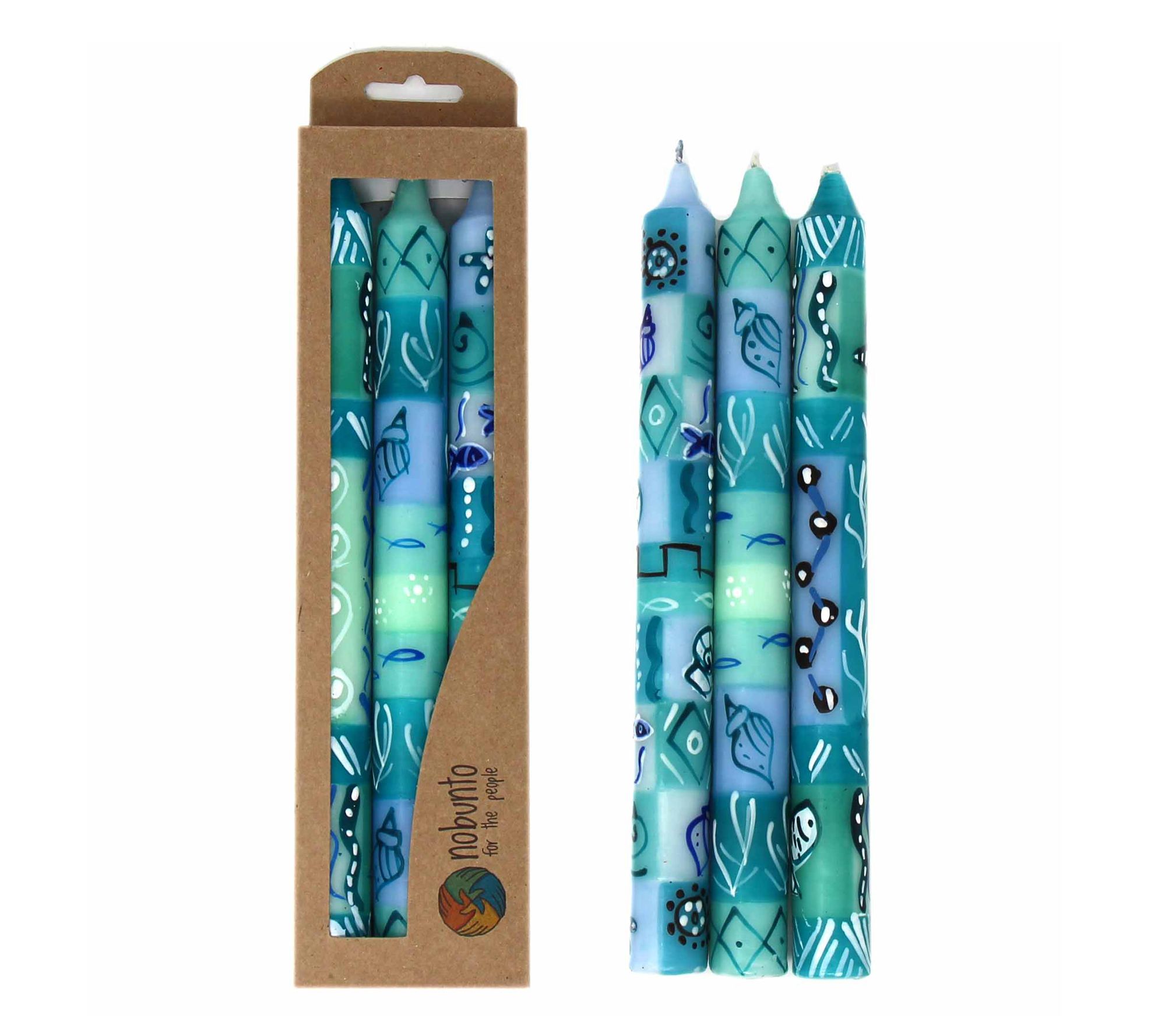 Global Crafts Unscented Hand-Painted Dinner Candles, Set of 3