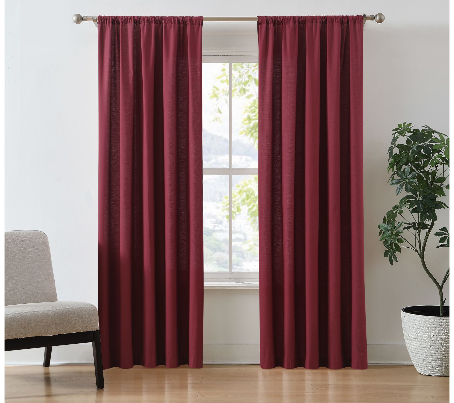 Brooklyn Loom Solid Cotton Percale 50x84 WindowCurtain Pair