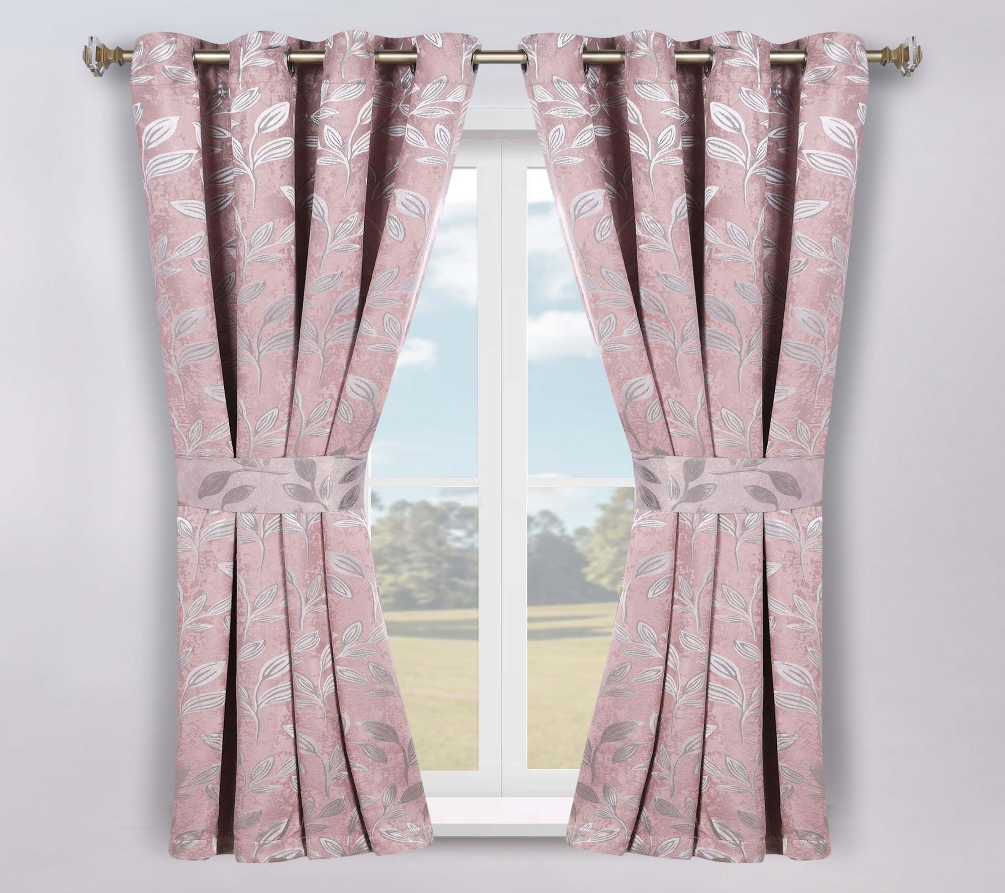 Superior Leaves Room Darkening Curtains Set, 46x63