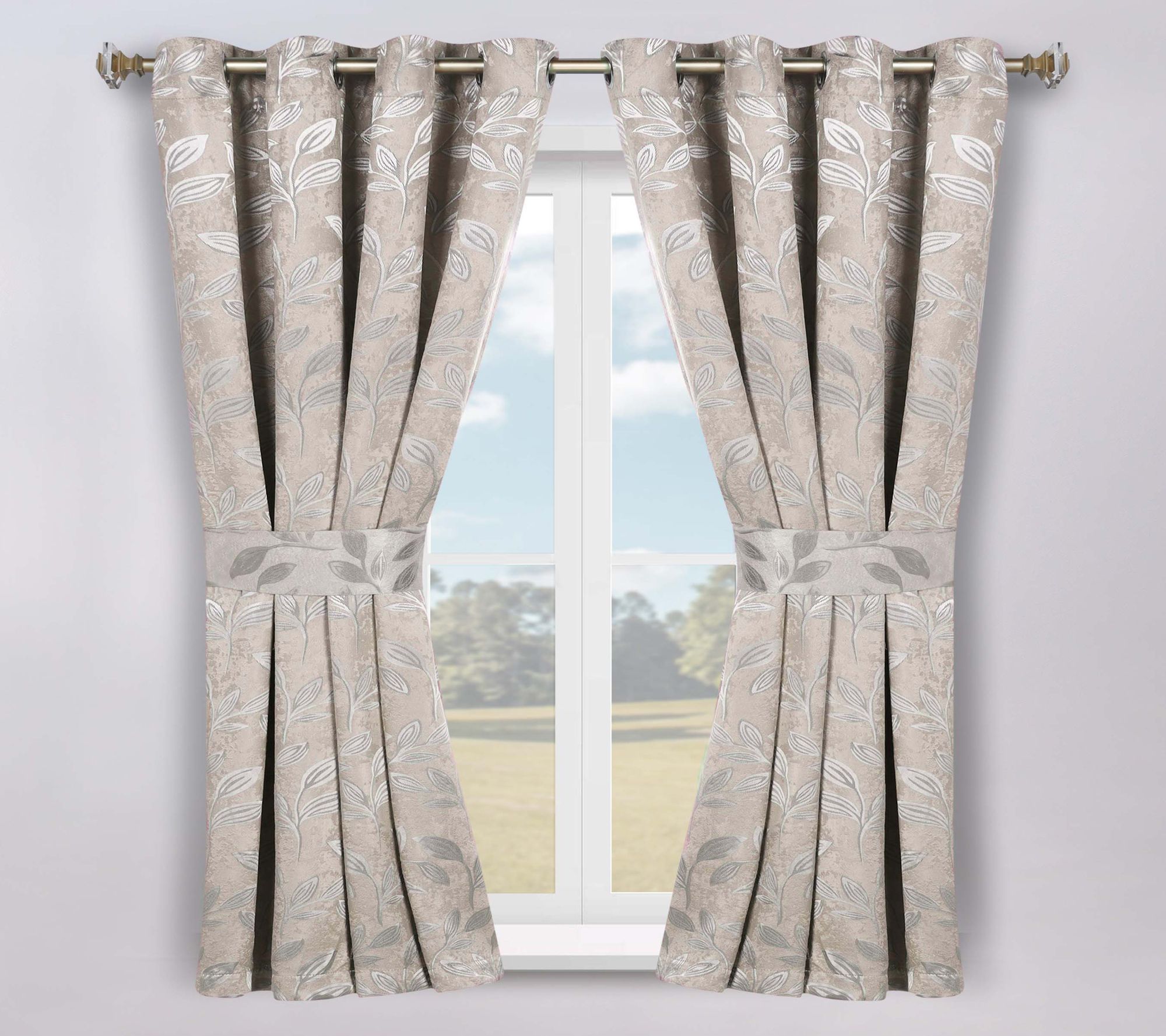 Superior Leaves Room Darkening Curtains Set, 46x63