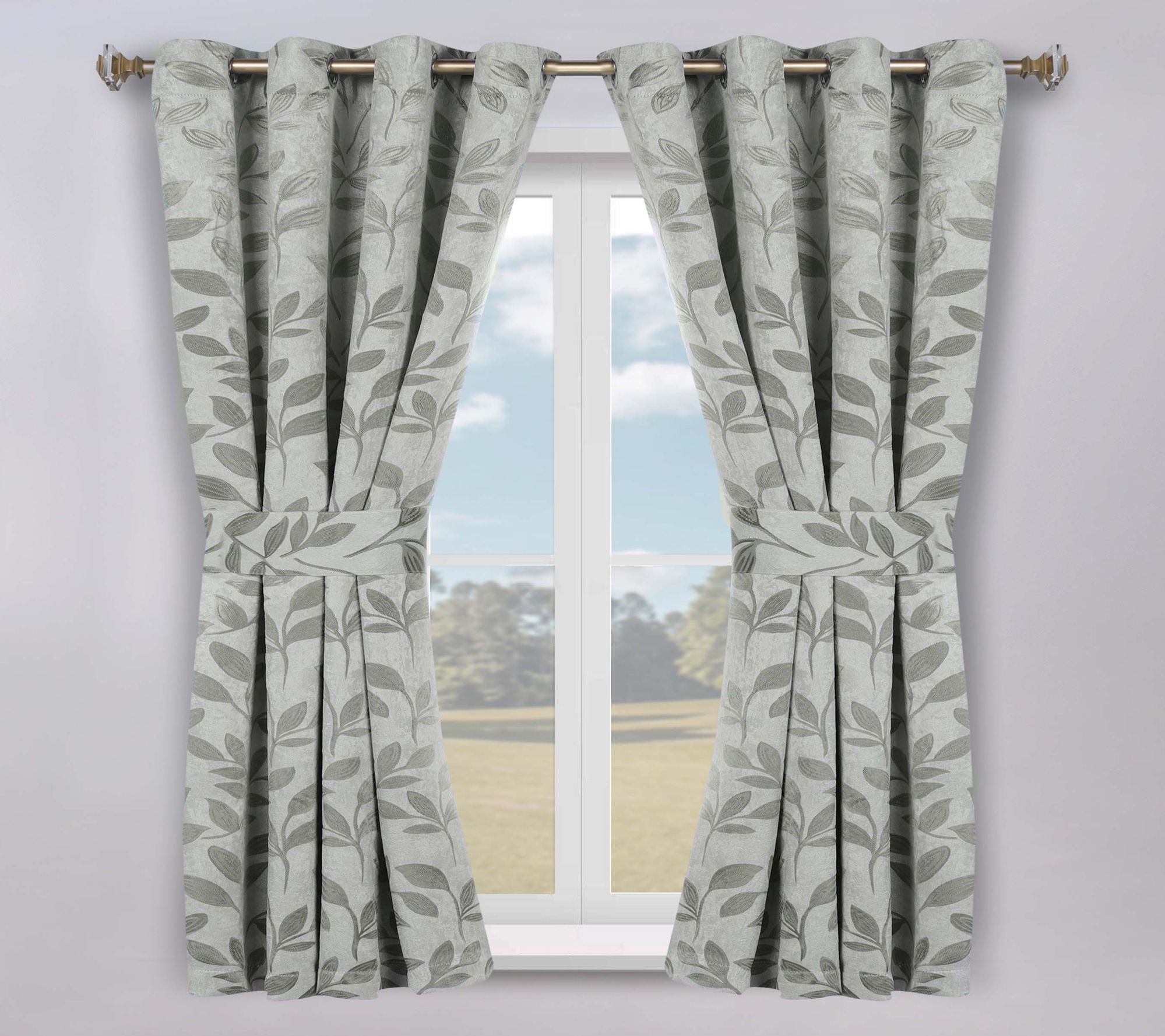Superior Leaves Room Darkening Curtains Set, 46x63