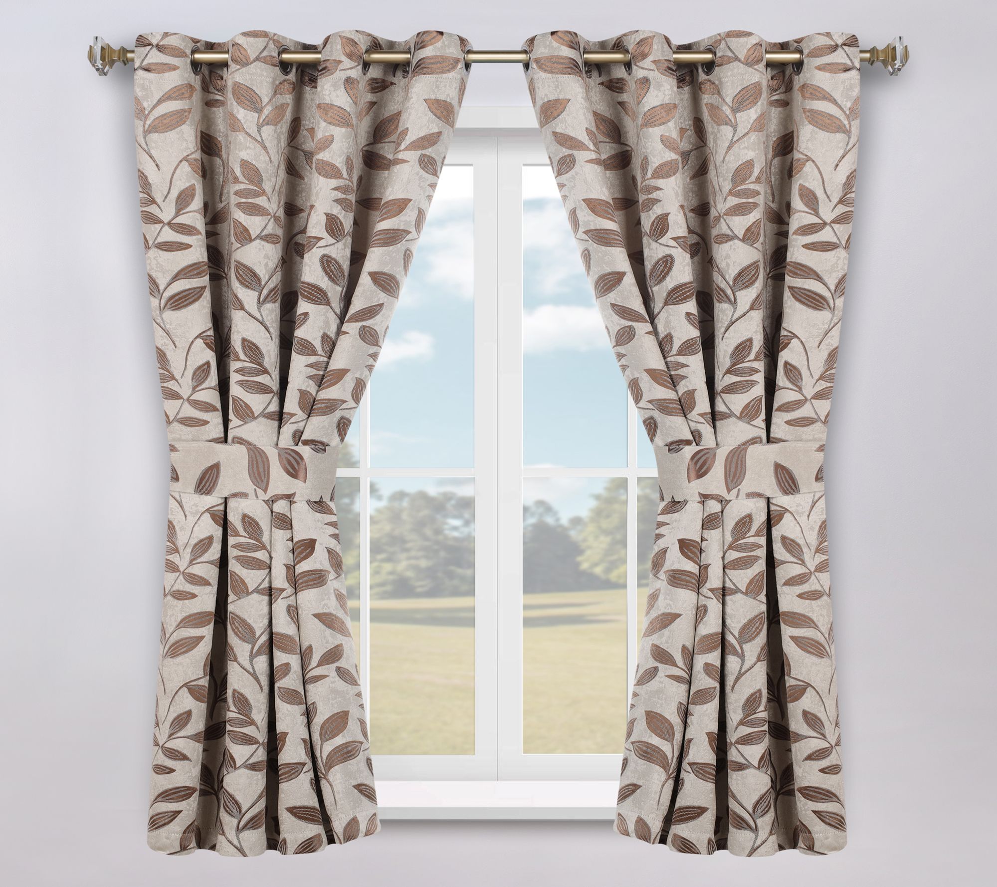 Superior Leaves Room Darkening Curtains Set, 46x63