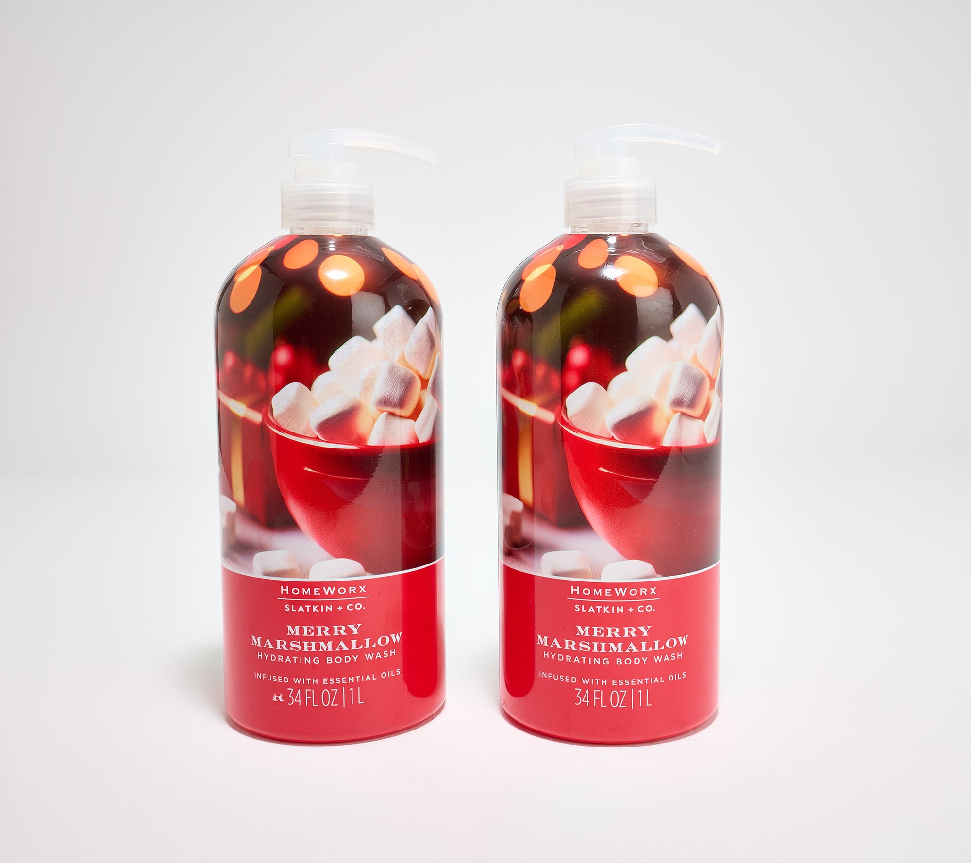 HomeWorx by Slatkin + Co. S/2 34oz Merry Marshmallow Body Wash