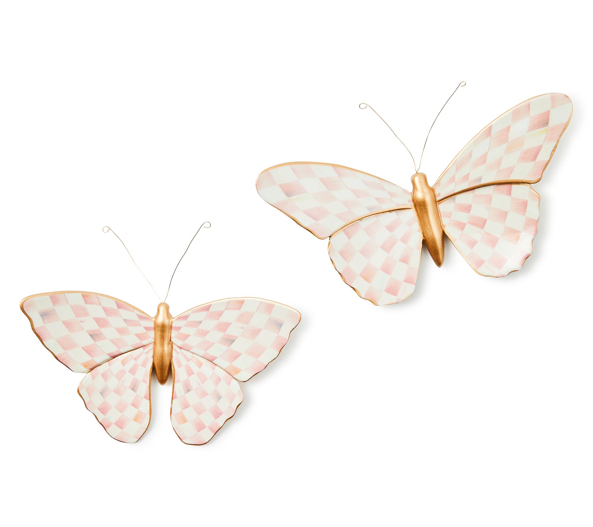 MacKenzie-Childs Rosy Check Wall Decor Butterfly Duo