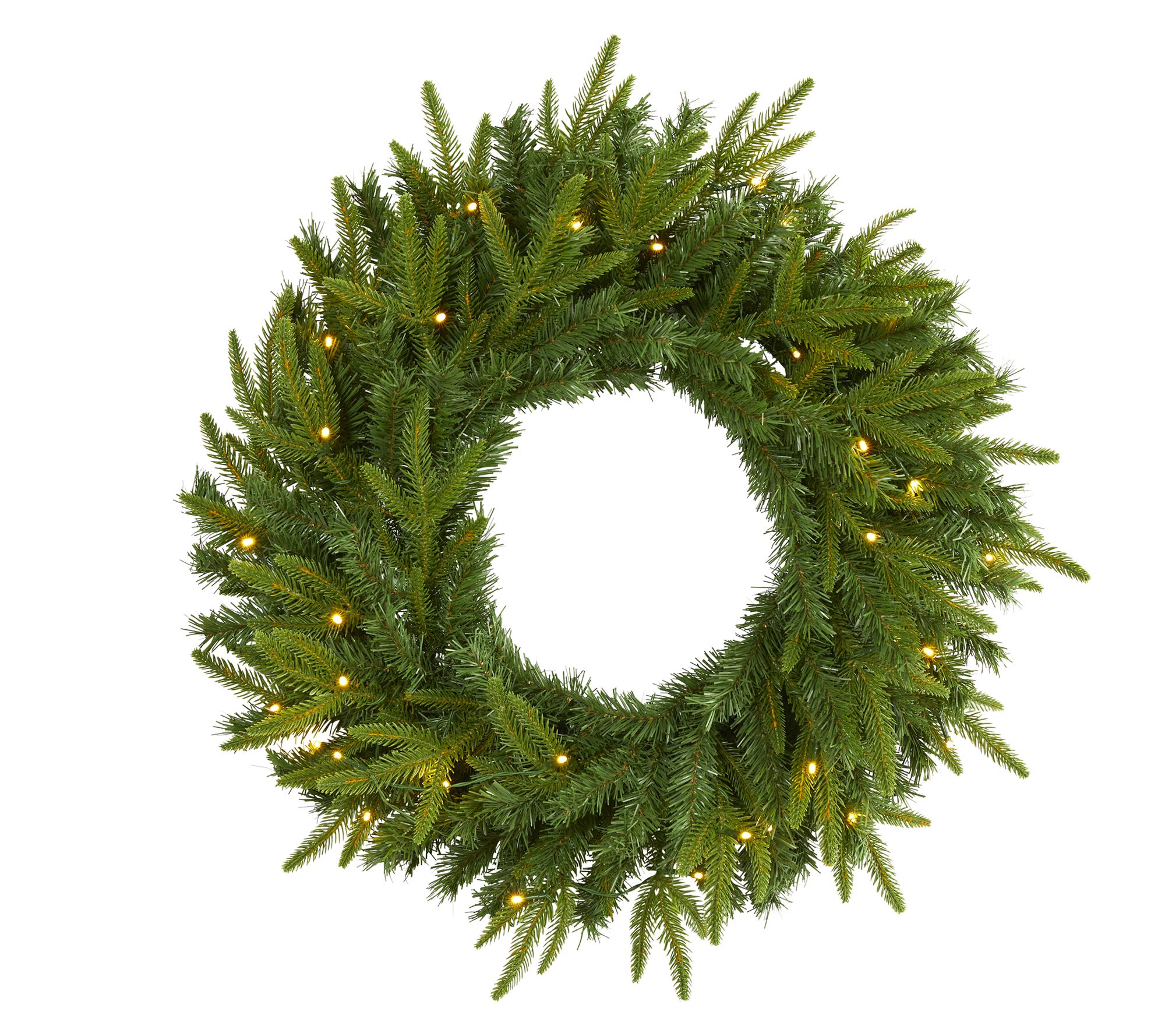 Nearly Natural 24" Long Pine Christmas Wreath with 35 Lights