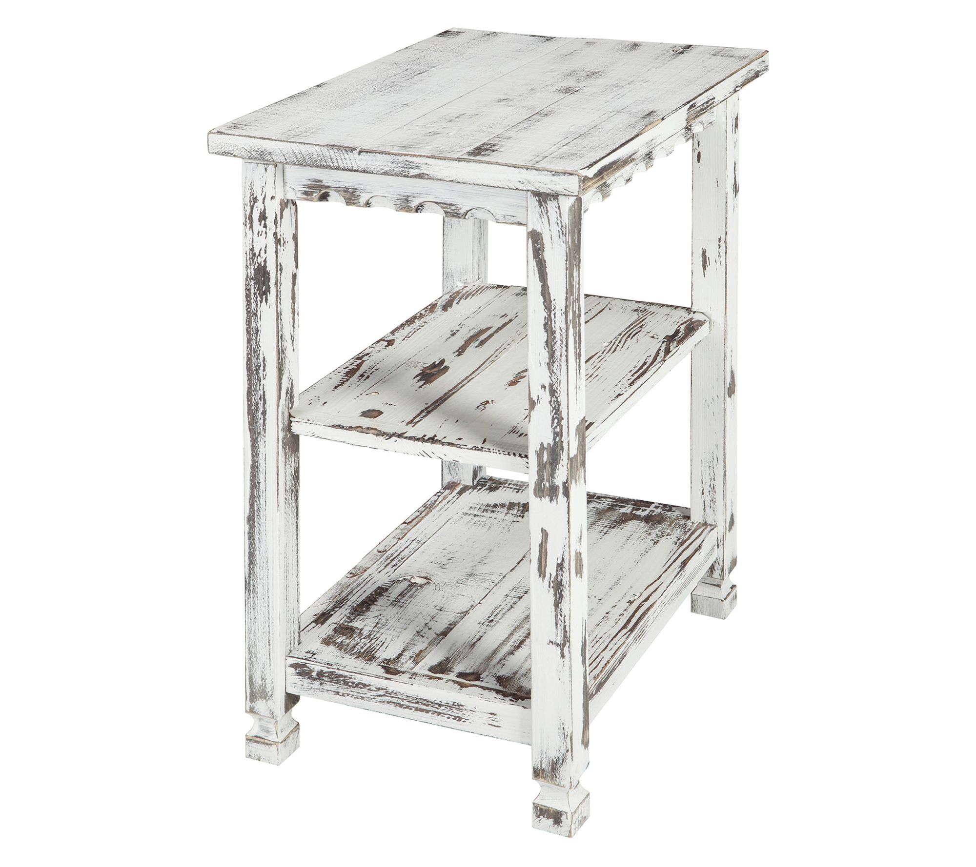 Alaterre Furniture Rustic Cottage End Table with 2 Shelves
