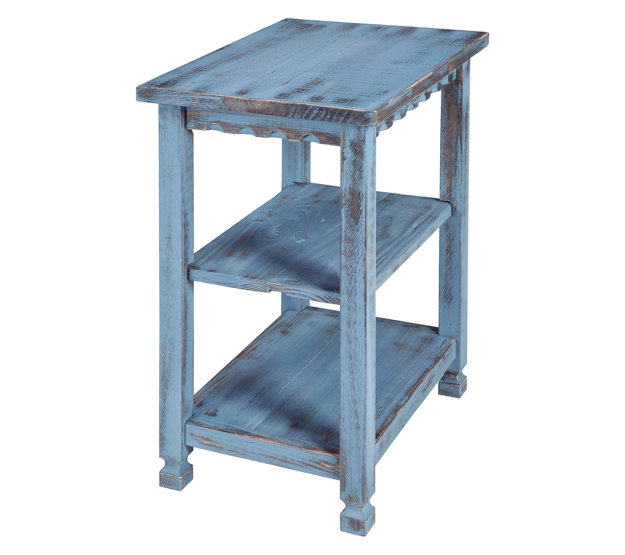 Alaterre Furniture Rustic Cottage End Table with 2 Shelves