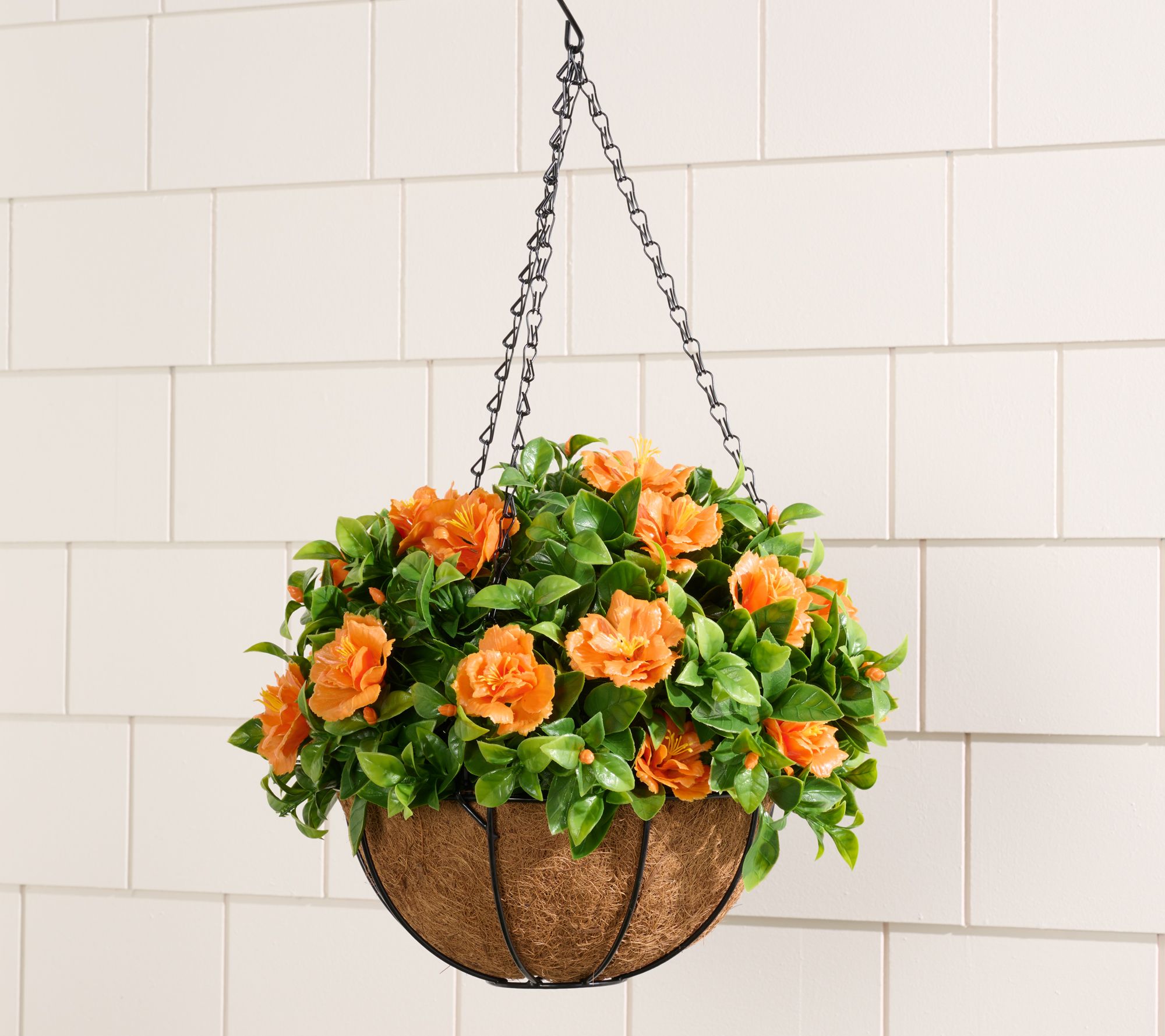 Wicker Park 15" Indoor/Outdoor Faux Azalea Hanging Basket