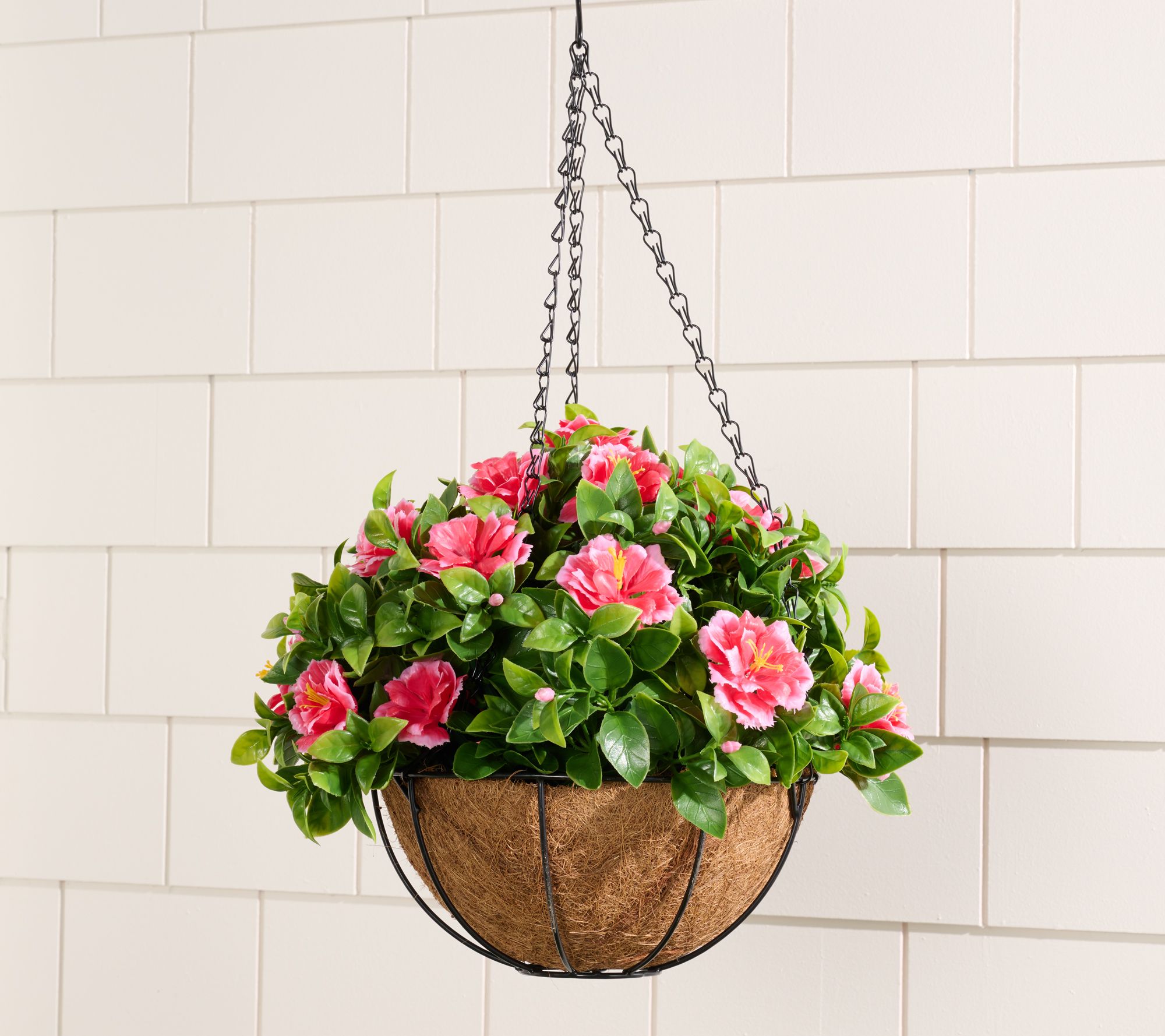 Wicker Park 15" Indoor/Outdoor Faux Azalea Hanging Basket