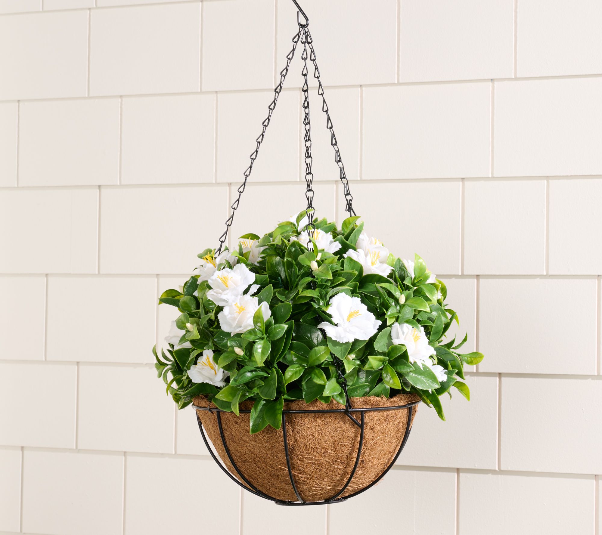Wicker Park 15" Indoor/Outdoor Faux Azalea Hanging Basket