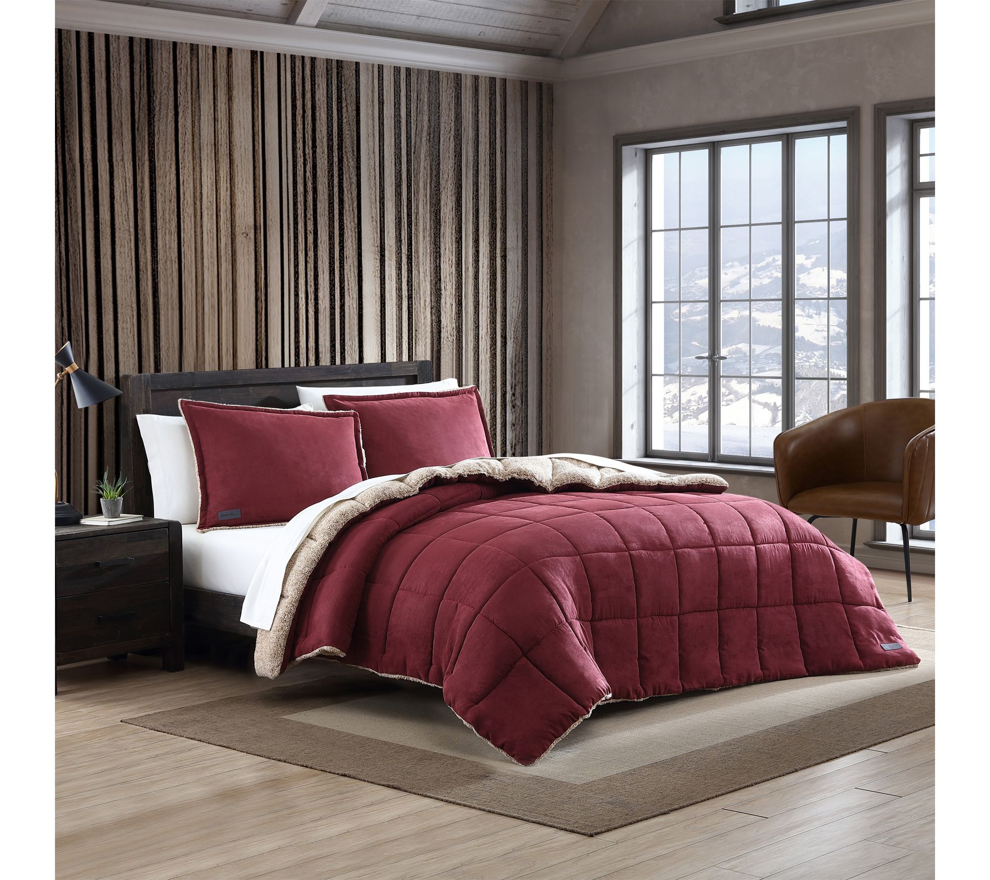 Eddie Bauer Sherwood Red Textured Twin Comforter Set