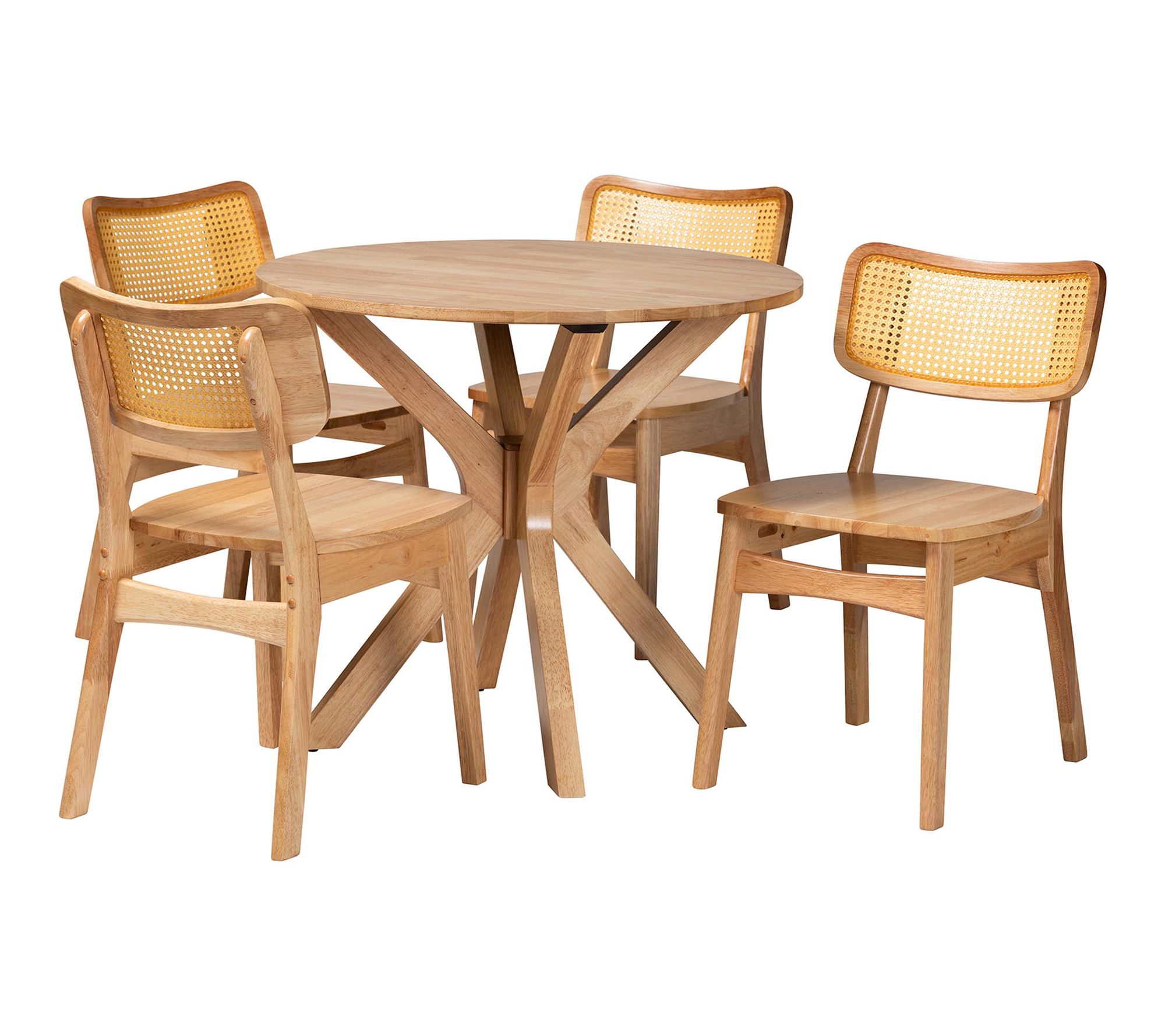 Baxton Studio Camilo Wood and Rattan 5-Piece Dining Set