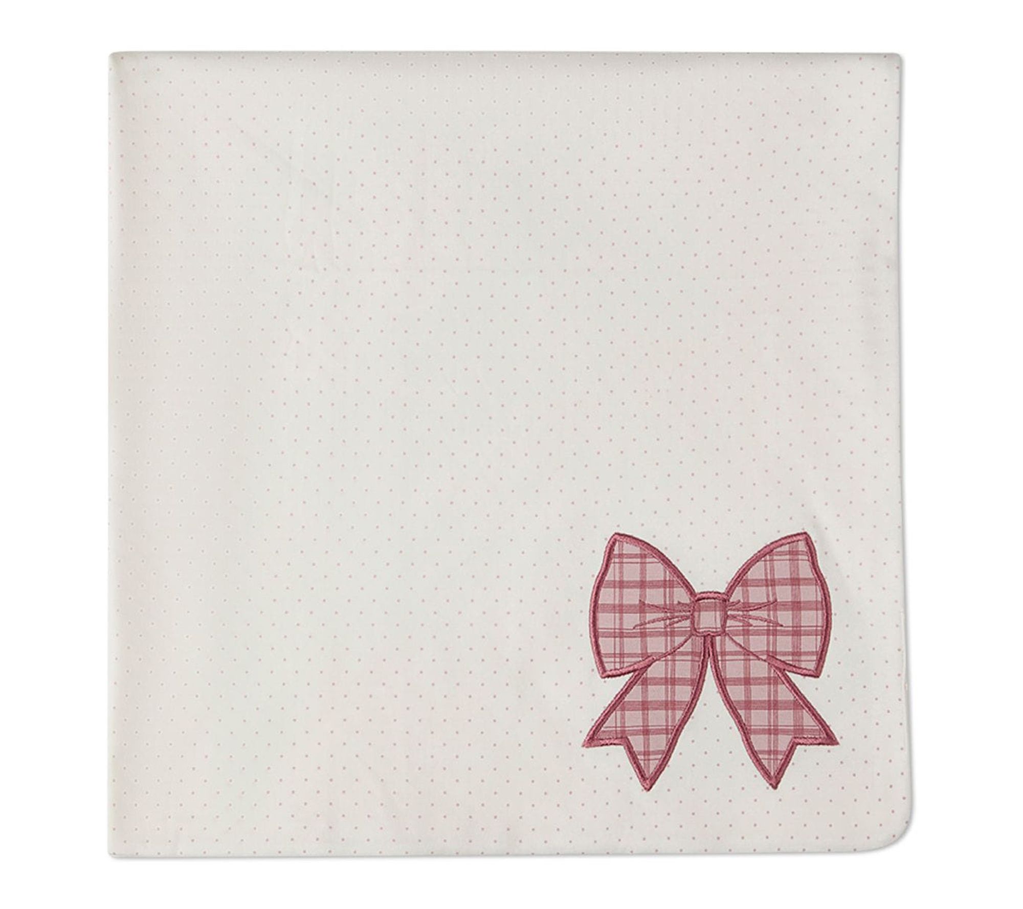 MiniMoi Baby Girls Put A Bow On It EmbroideredSwaddle Blanket